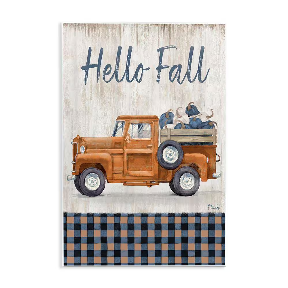 Hello Fall Plaid Pumpkin Truck by Paul Brent Unframed Graphic Travel Art Print 10 In. X 15 In.