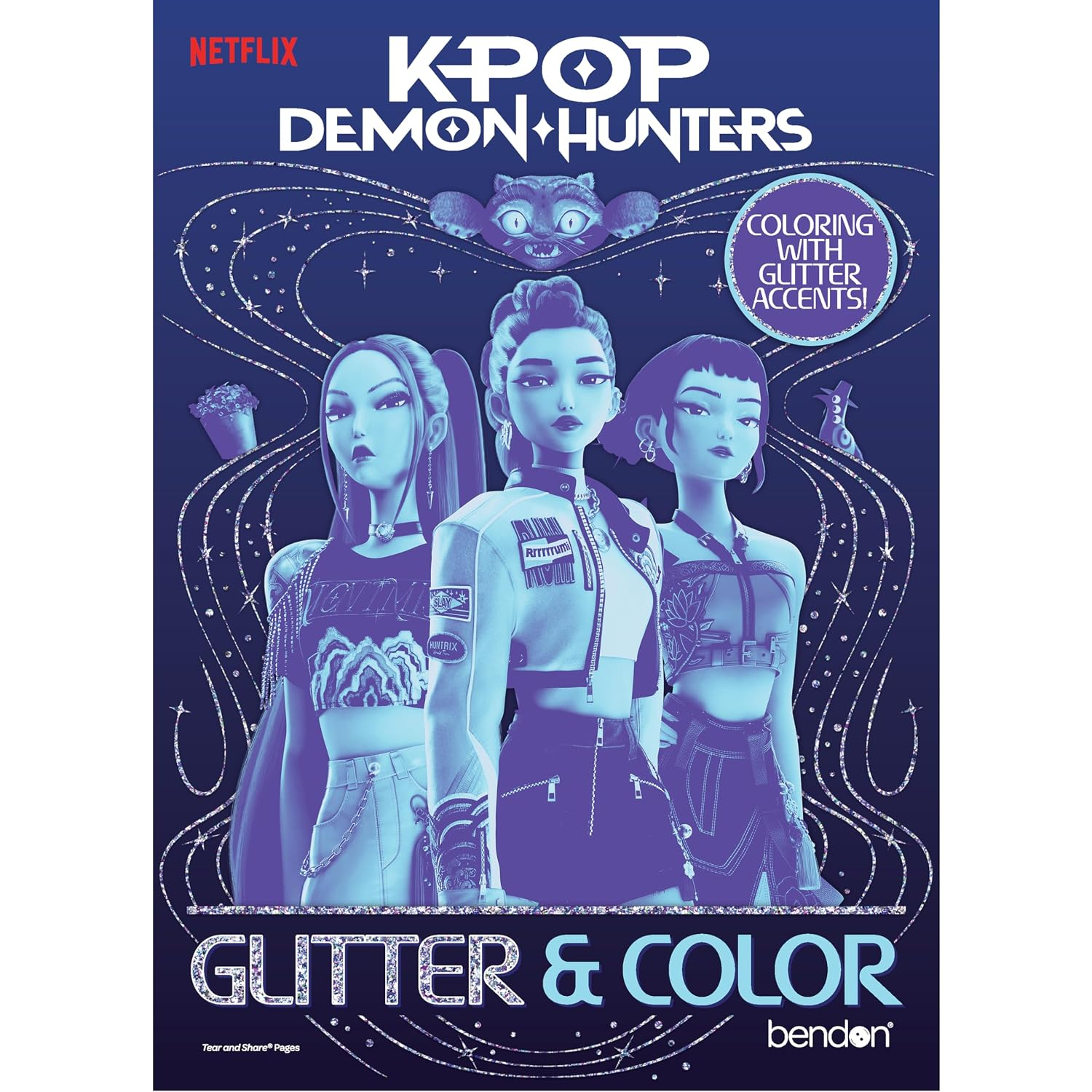 Official Kpop Demon Hunters Glitter and Color Book - 16 Page Coloring Book, Fan Activity for Tween Girls