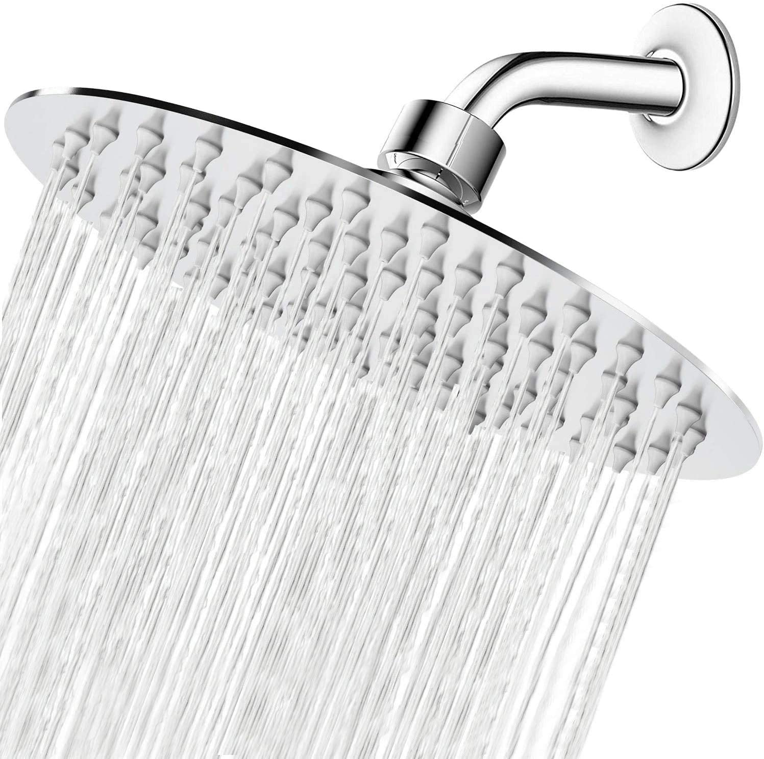 Nearmoon Rain Shower Head, Ultra-Thin Design-Pressure Boosting, Awesome Some Experience, High Flow Stainless Steel Rainfall Head (8 Inch,Chrome Finish)