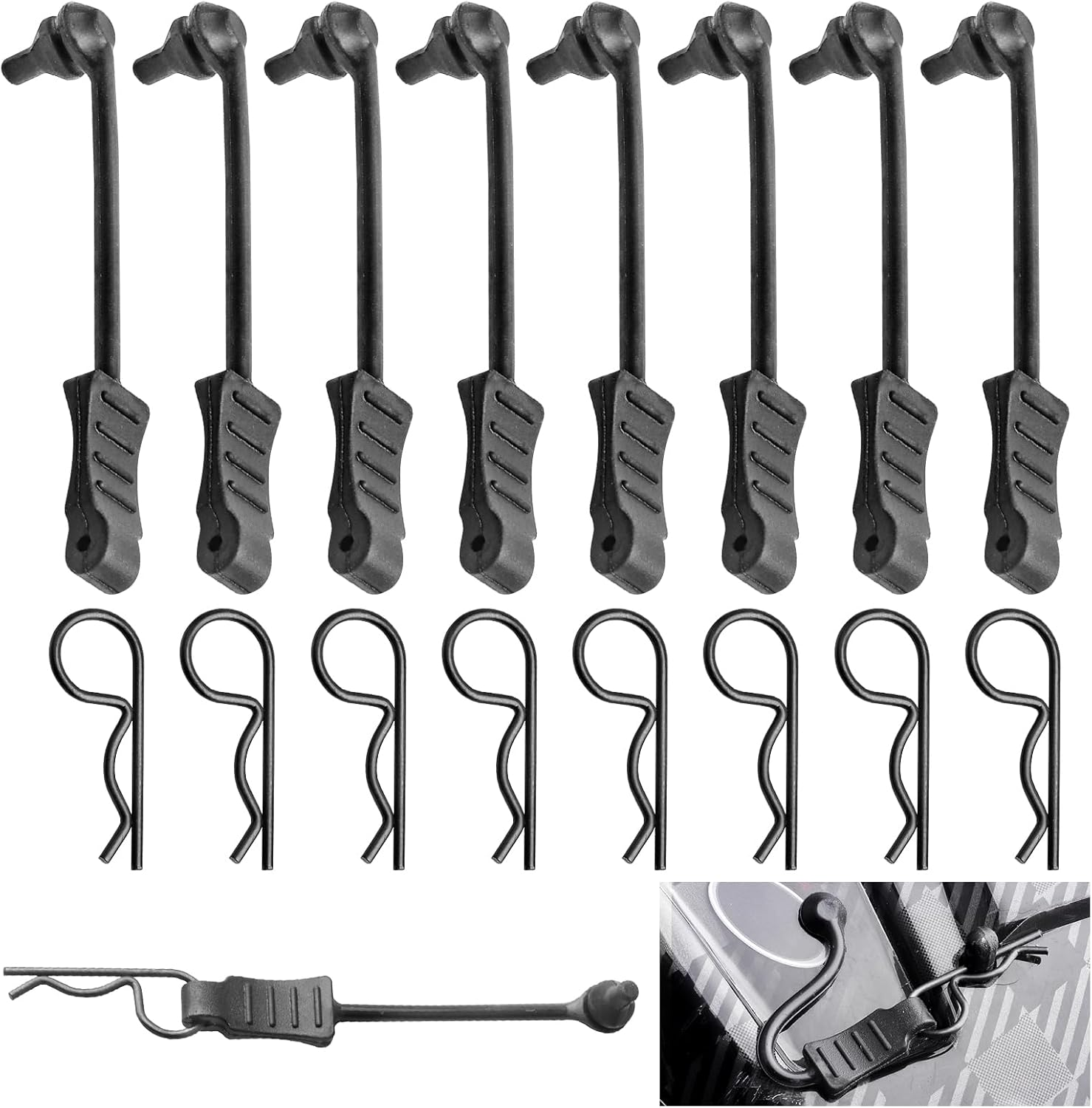20Pcs Hobbypark Universal RC Car Body Clips and Retainer for All 1/10 1/12 Scale Arrma Traxxas Axial SCX10 Losi Redcat HPI Exceed Scale Models Black Pins