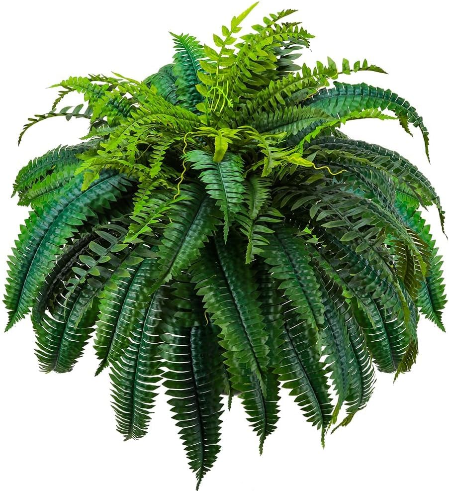 88 Leaves Fake Ferns, Large Artificial Boston Fern, Faux Fern Plants for Home, Office, Garden Indoor Outdoor Decoration(48 inch,1pack)