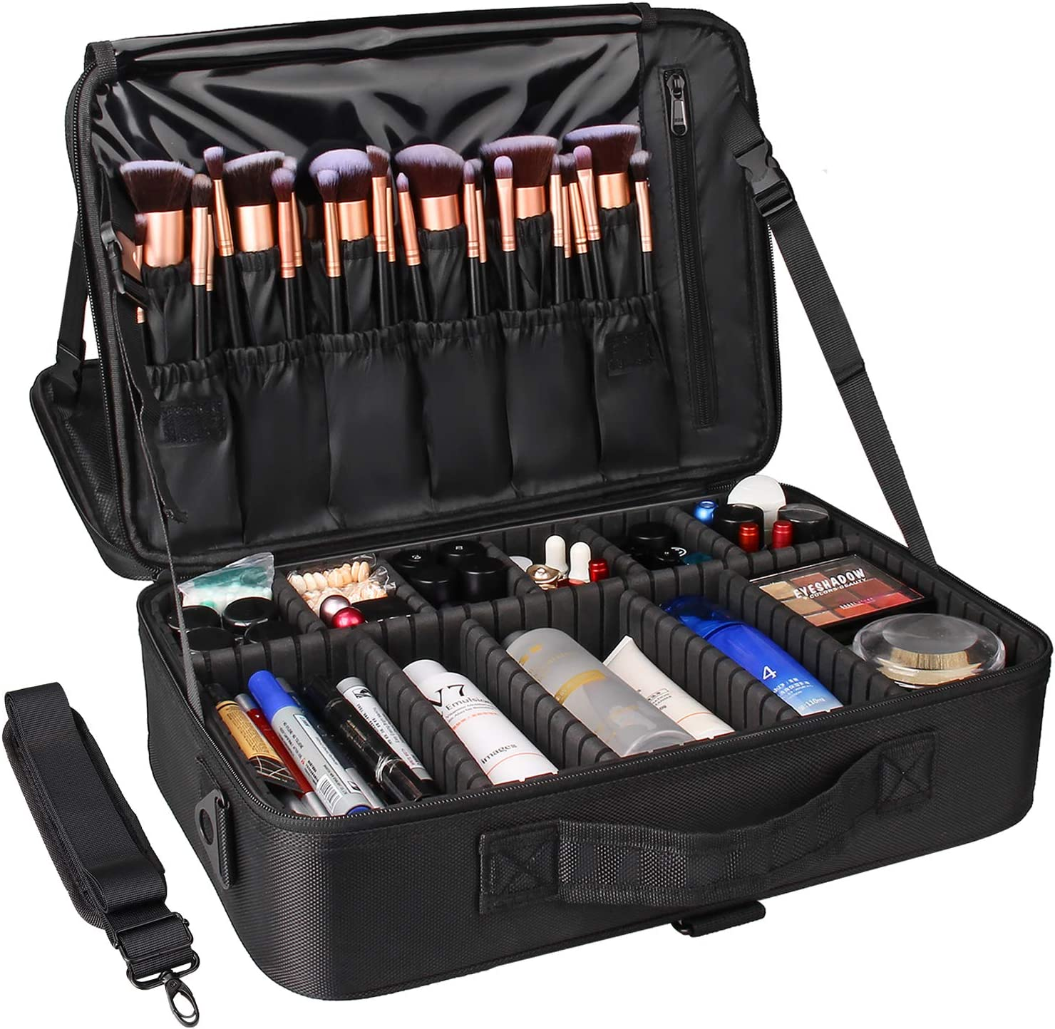 Samtour Makeup Train Case Cosmetic Bag Professional Brush Organizer and Stora... - Picture 2 of 11
