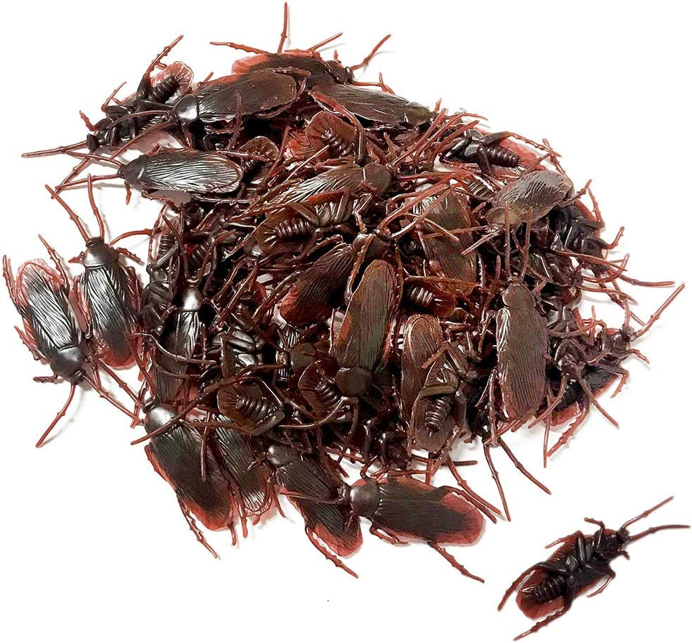 100PCS Prank Fake Roaches, Favorite Trick Joke Toys Look Real, Scary Insects Realistic Plastic Bugs, Novelty Cockroach for Party, Christmas, Halloween