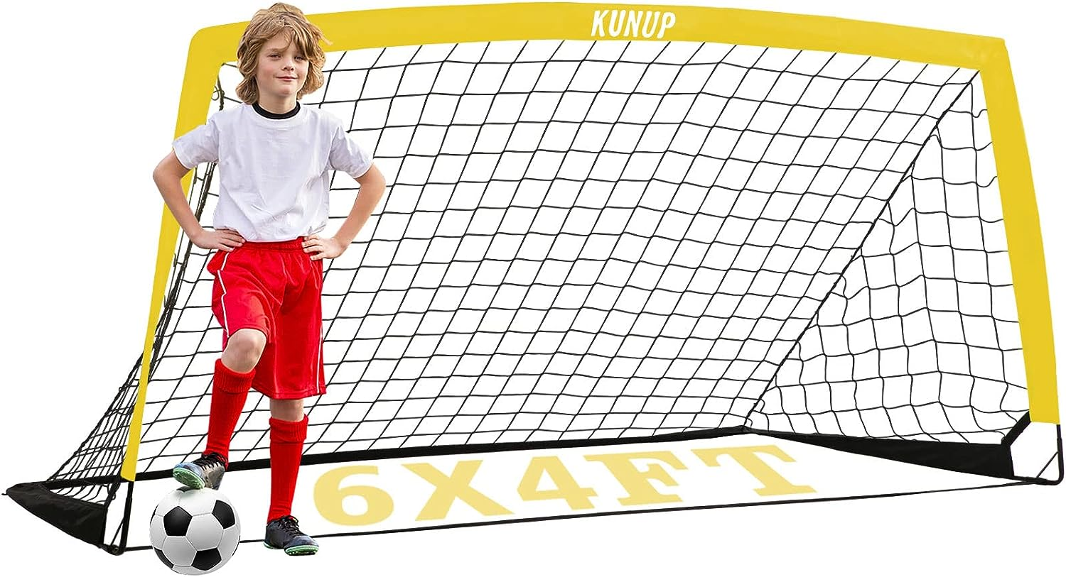 Kids Soccer Goal for Backyard, 5×3, 6×4, 9×5FT Easy Foldable Soccer Practice Net with Portable Carrying Bag for Toddler Youth Adult Soccer Training Equipment Outdoor Sports Game