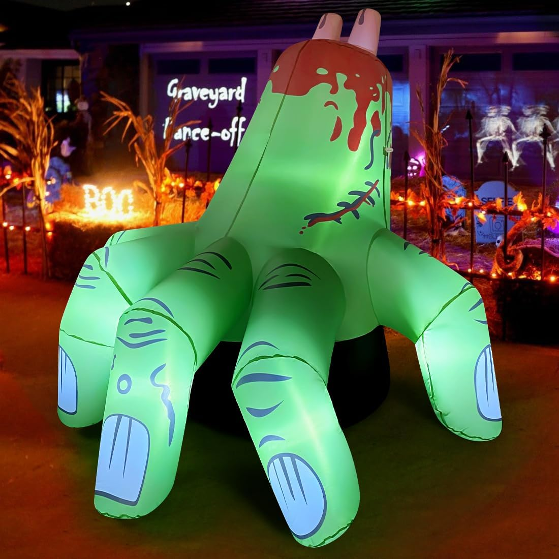 6 FT Halloween Inflatable Hand Outdoor Decorations Blow up Yard Scary Green 