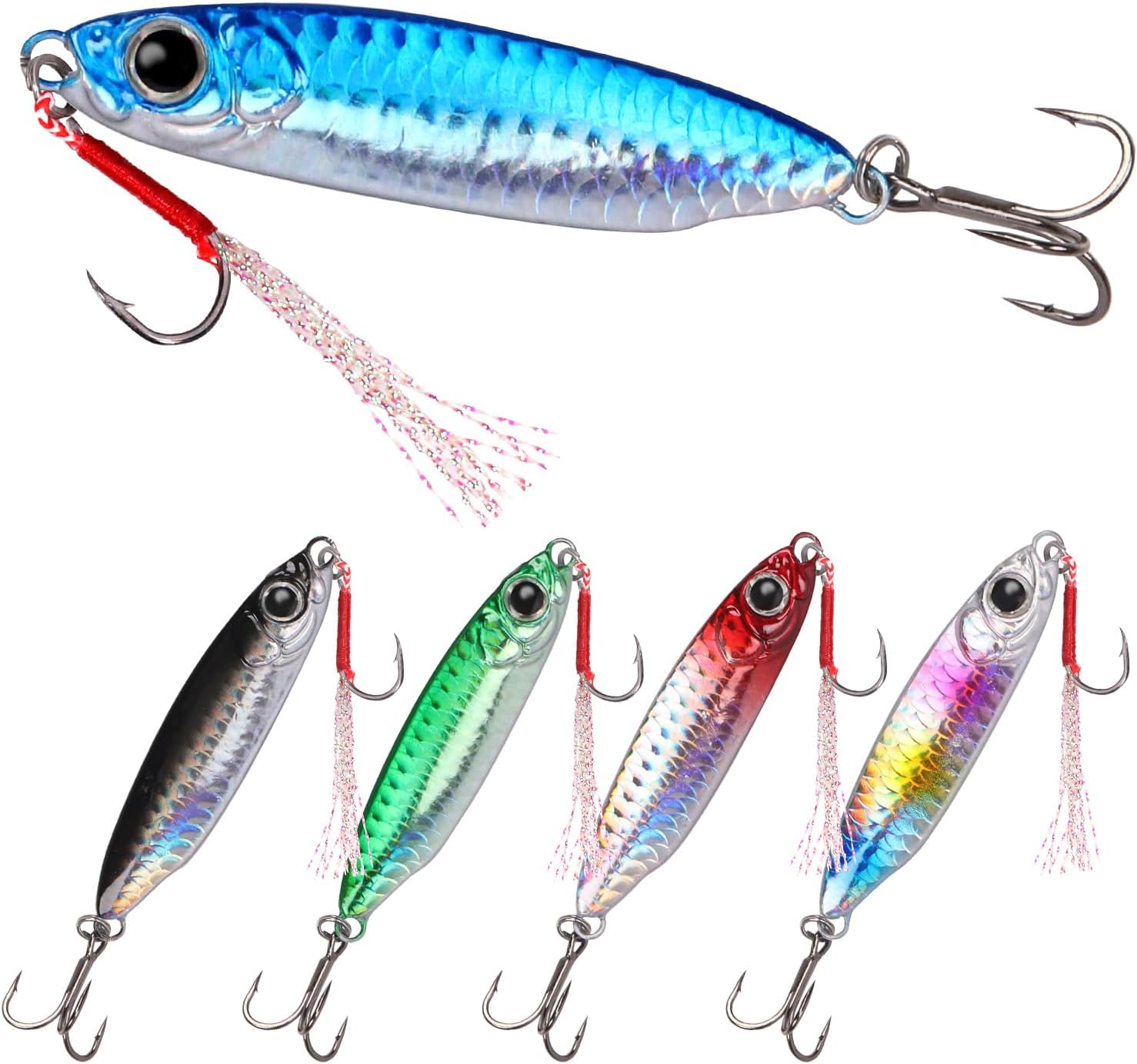 Saltwater Jigs Fishing Lures with Ultra-Sharp Hooks, Saltwater 5PCS-30g/1.06oz