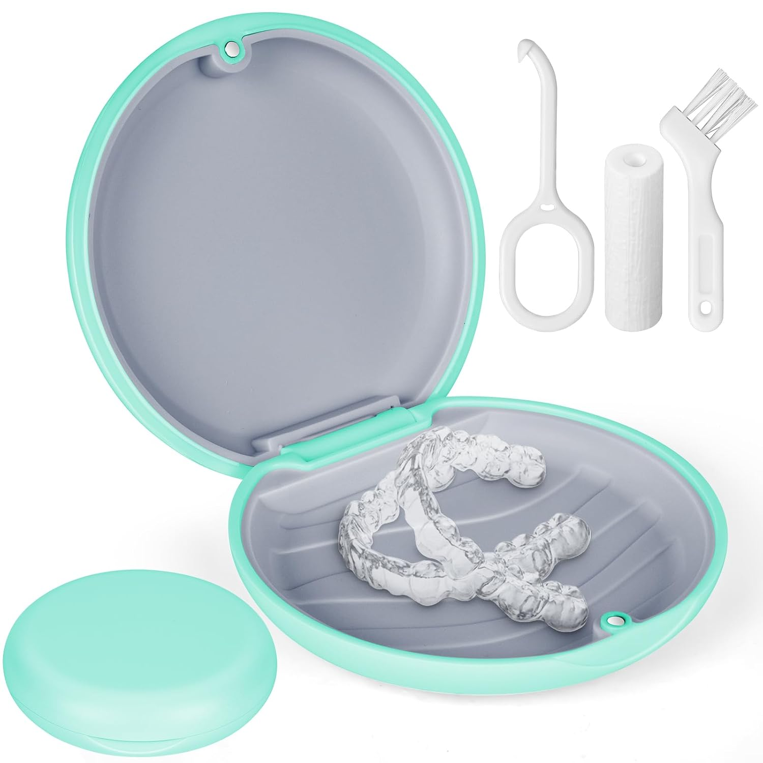 Retainer Case, Retainer Box for Invisalign, Slim Aligner Case with Magnetic Closure, with Removable Inner Tray Silicone, for Adhesive Braces, Dental Floss, Dental Mouthpieces