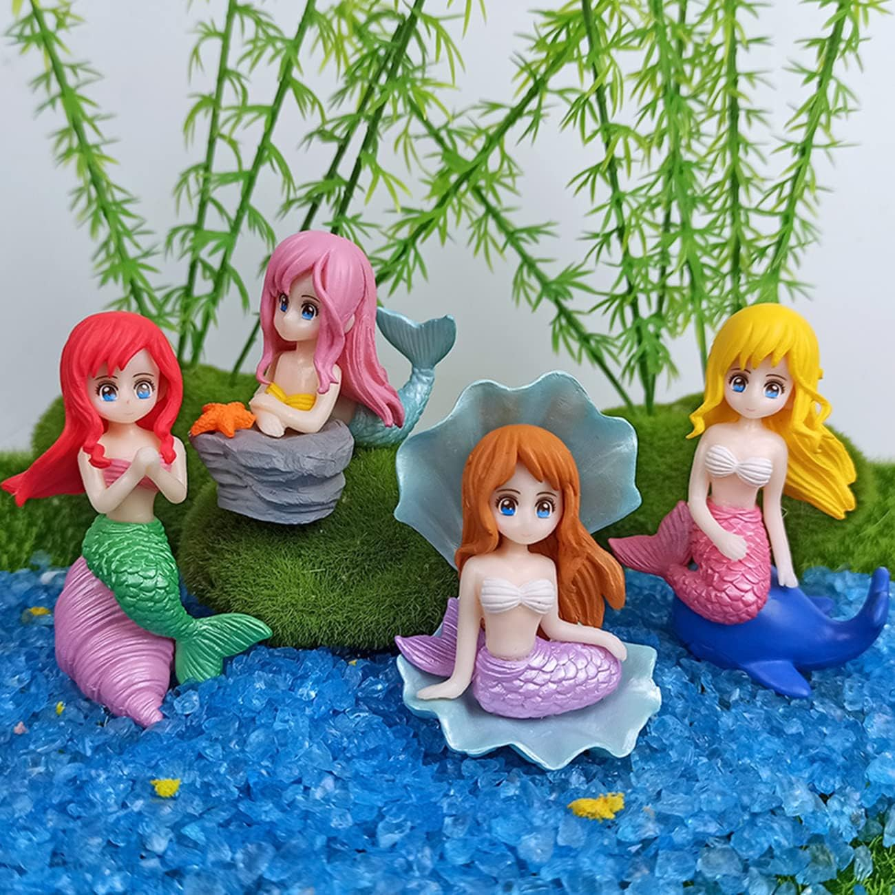 Miniature Mermaid Figurines, Mermaid Fairy Garden Accessories for Crafts,