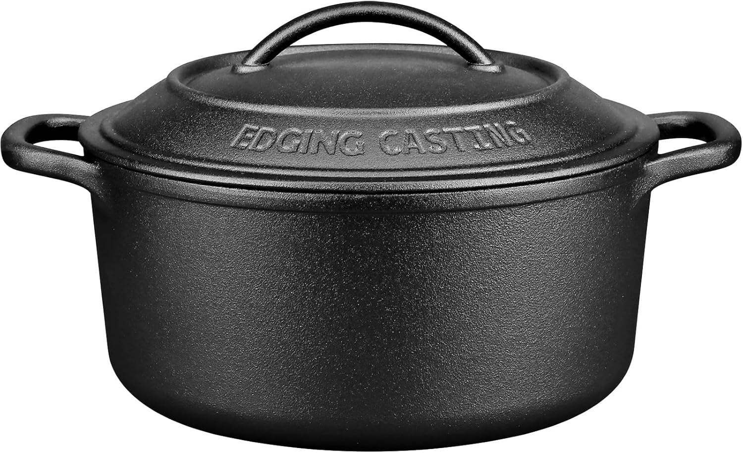 Pre-Seasoned Cast Iron Dutch Oven Pot with Lid Dual Handle, round 5 Quart, Black