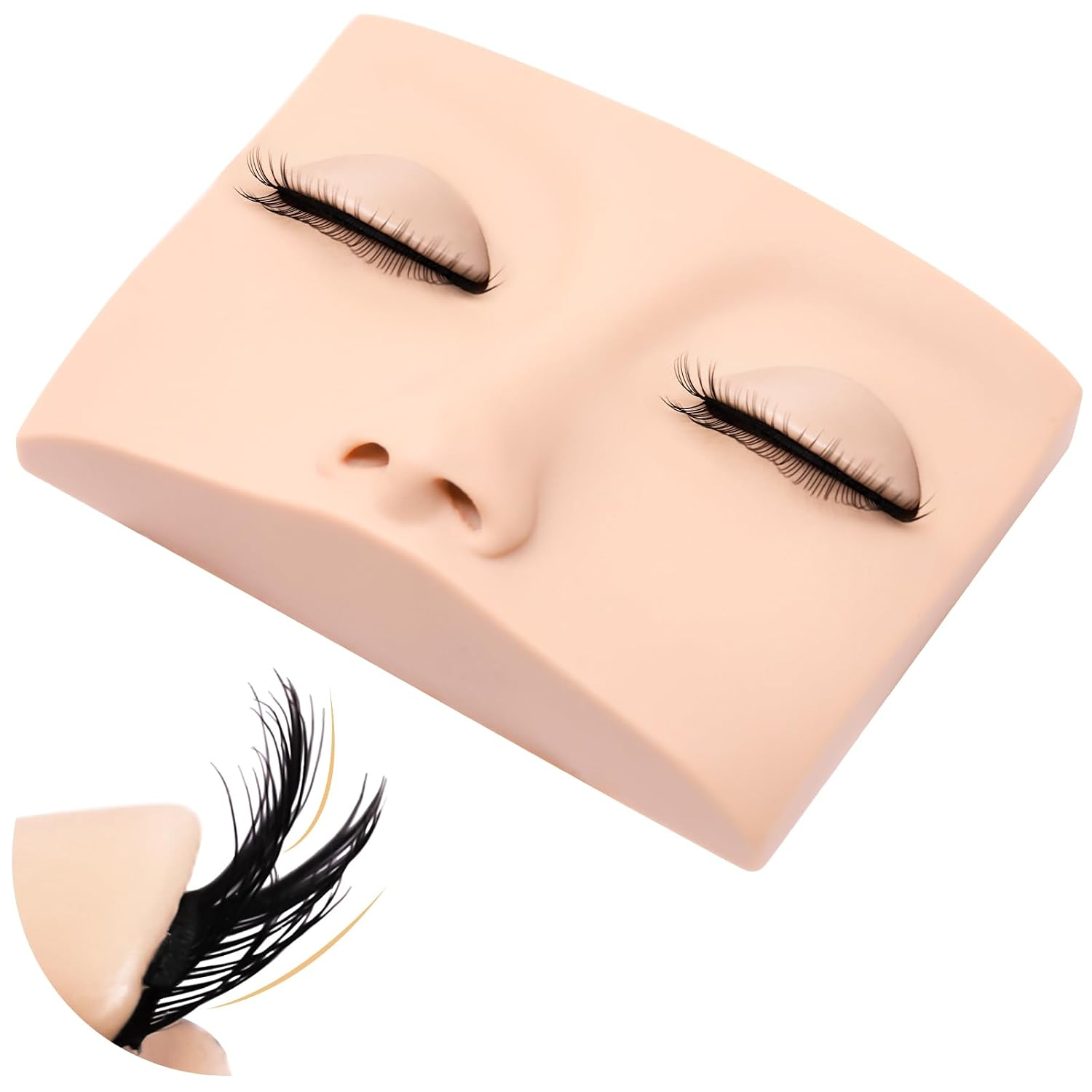 Double Layer Lash Mannequin Head - Realistic Soft-Touch Rubber Head with 2 Layers Replaced Eyelids - Training Makeup Head(1 Pair Removable Eyelids)
