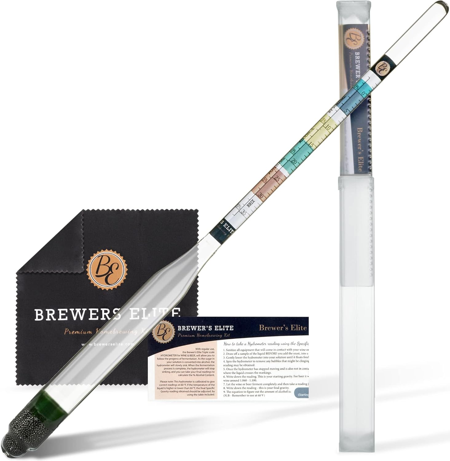 Hydrometer - for Home Brew Beer, Wine, Mead and Kombucha - Deluxe Triple 