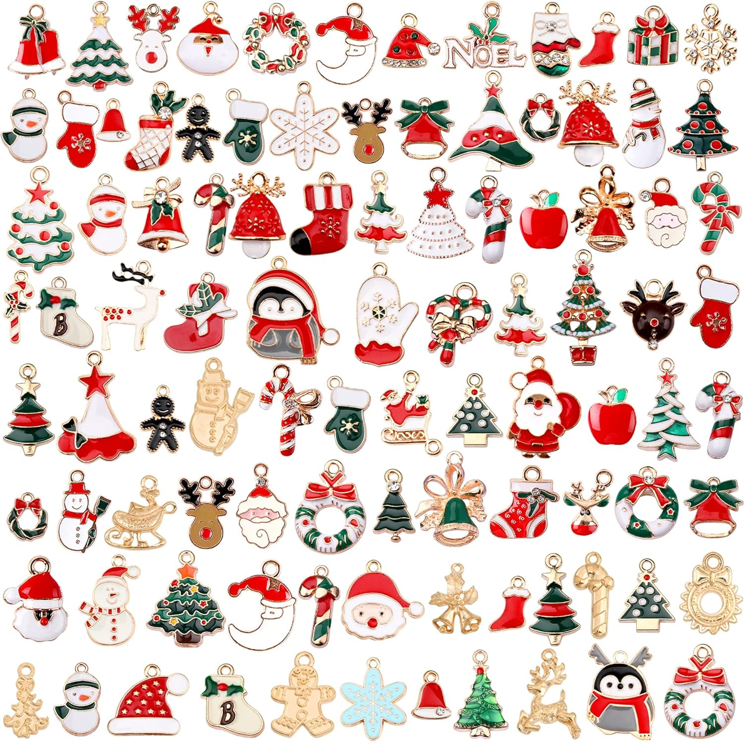 110Pcs Christmas Charms for Jewelry Making Xmas Pendant Charm Necklace Bracelet