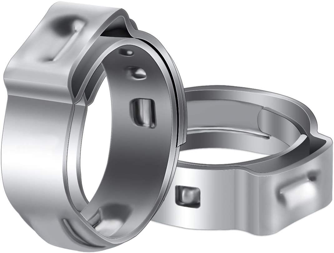 50-Pack 1/2 Inch Stainless Steel PEX Cinch Clamps for Tubing Connections