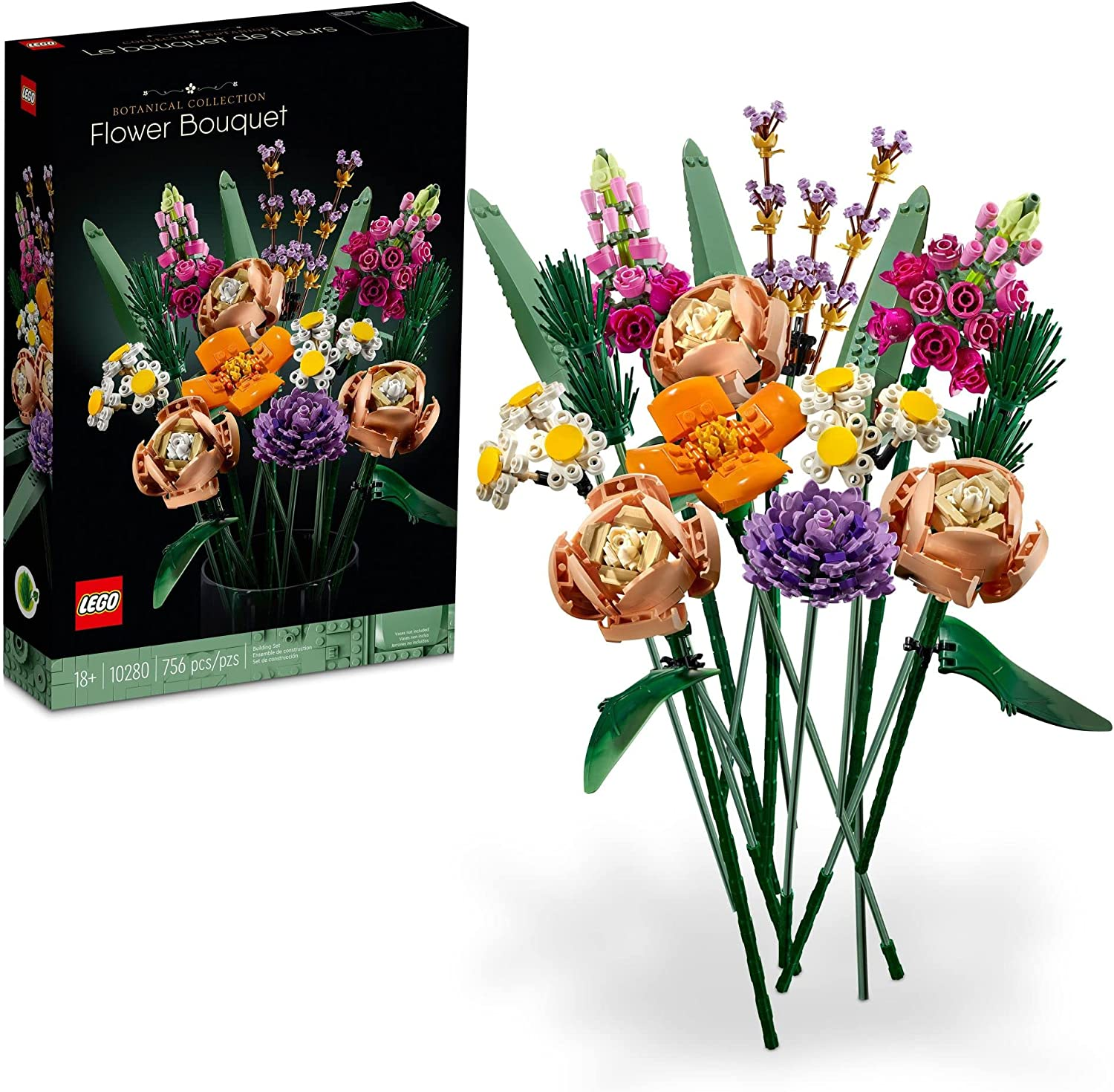 LEGO Icons Flower Bouquet Building Set - Artificial Flowers for Decoration for Home and Display, Ages 18+ - Small Fake Flowers for Table, Desk, Office - Gift for Graduation - 10280