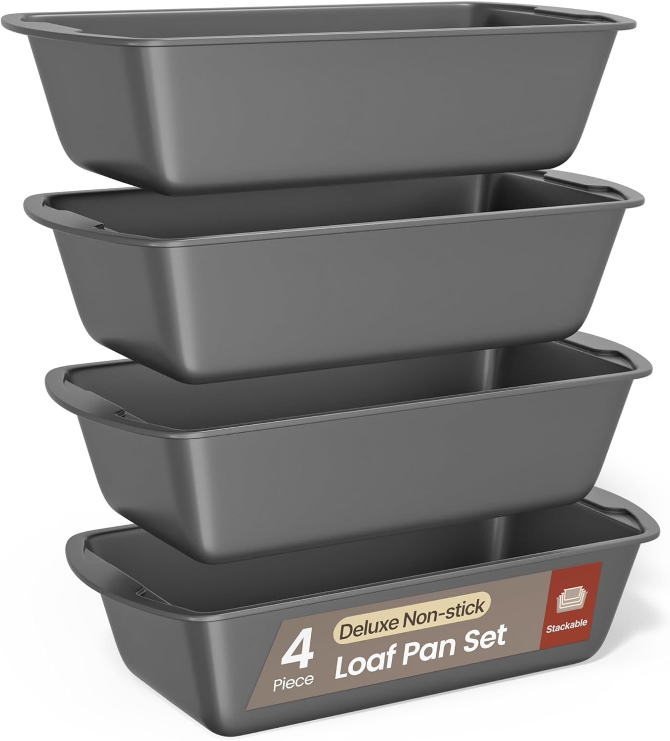 Bakken Swiss Loaf Pan Set 4Pcs Deluxe Nonstick Carbon Steel Bakeware For Perfect