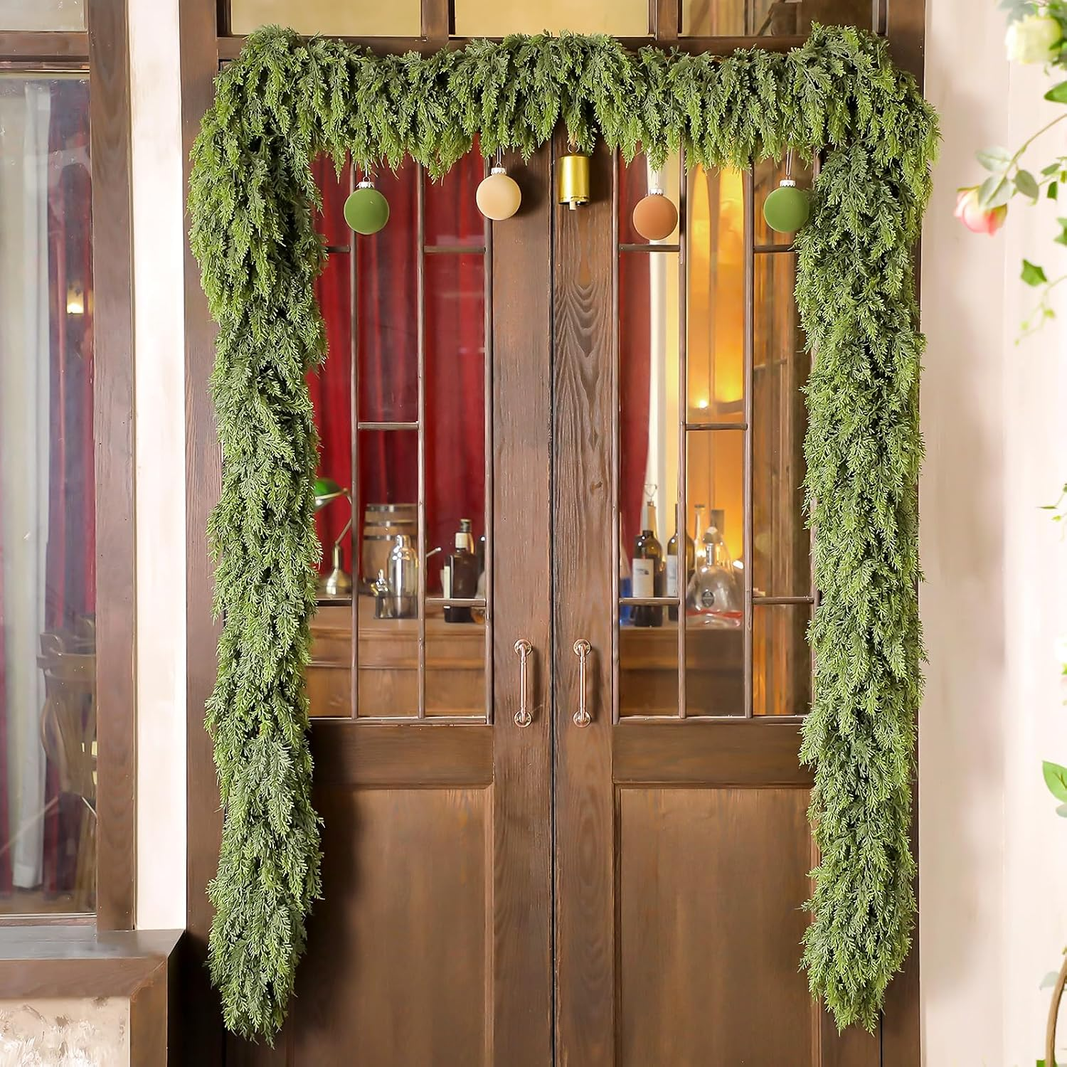 Waydress 1 Pcs 18Ft Christmas Artificial Cedar Garland Realistic