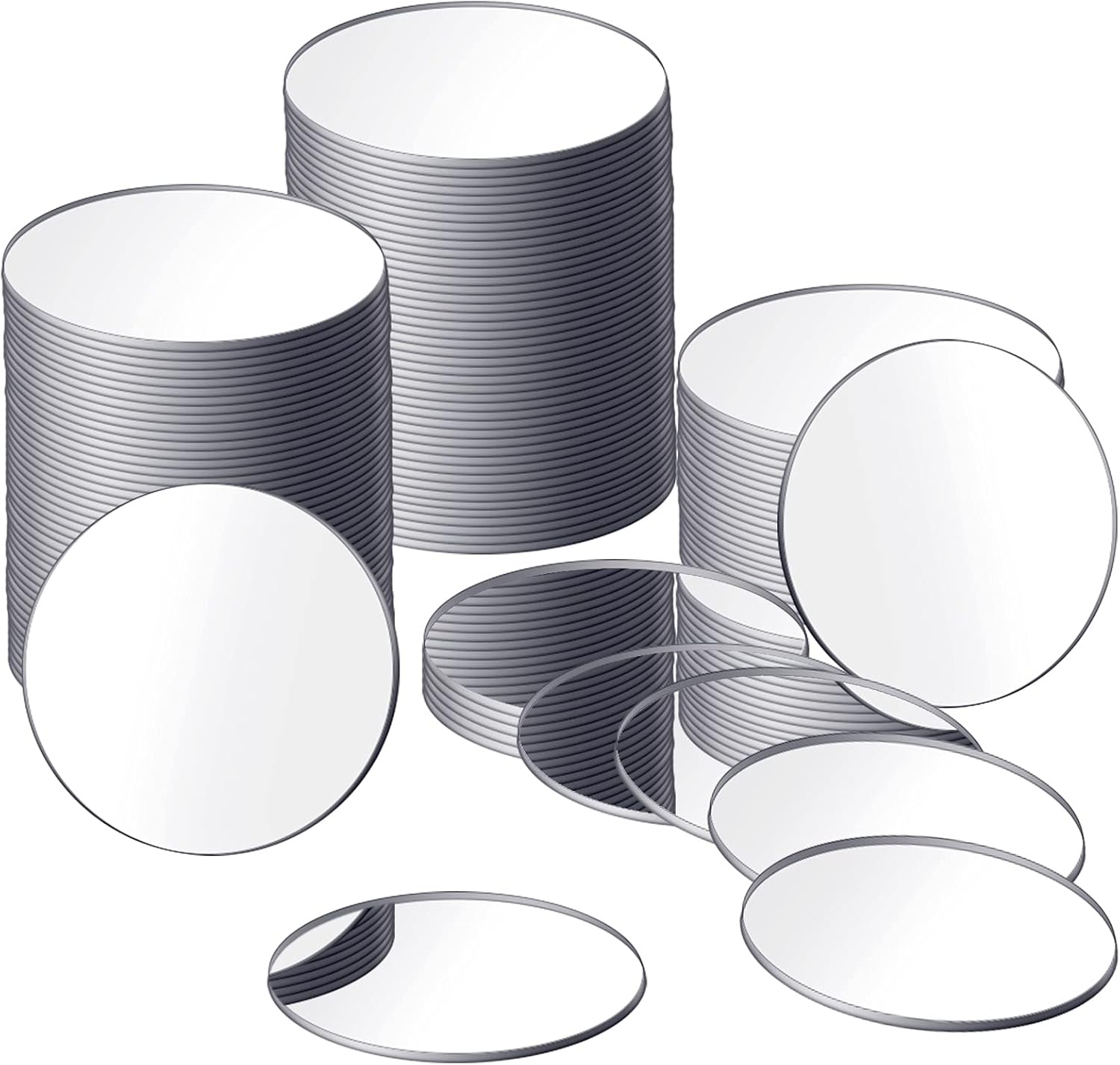 Jetec 25 Pcs Small round Mirrors for Crafts Adhesive round Mirror Tiles for Centerpieces Home Wall DIY(3 Inch in Diameter)