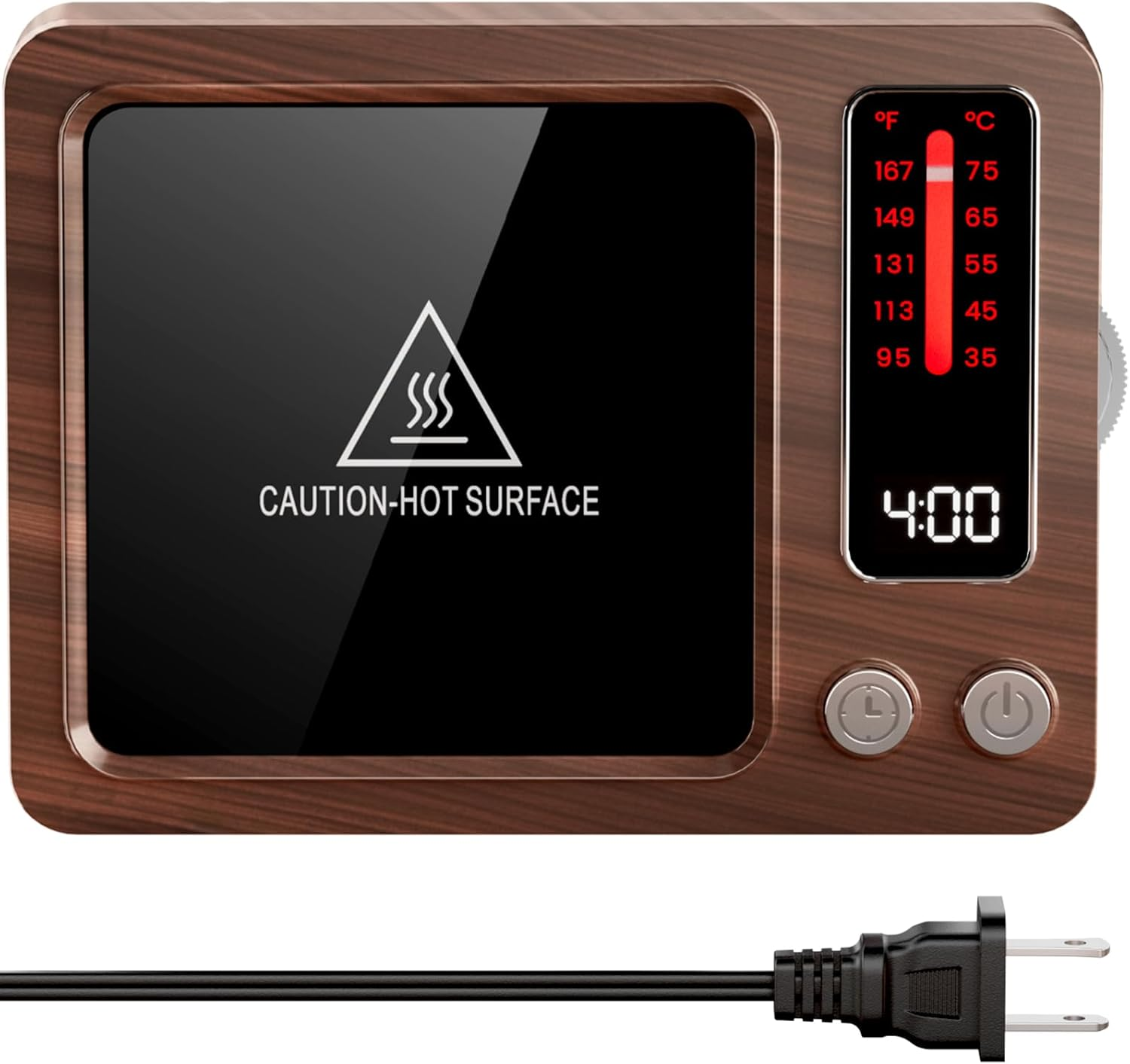 Coffee Mug Warmer, 36W Fast Heating, 5 Temp Settings, 0.5-9H Timer, for Water Milk Tea Cocoa, Smart Candle Warmer, Ideal Gifts for Family, Mom, Fits Most Cups - Wood