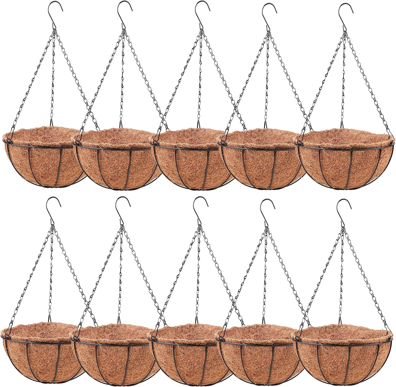 Lalagreen Outdoor Hanging Baskets (10 In, 10 Pack) Coco Liner Flower Pots