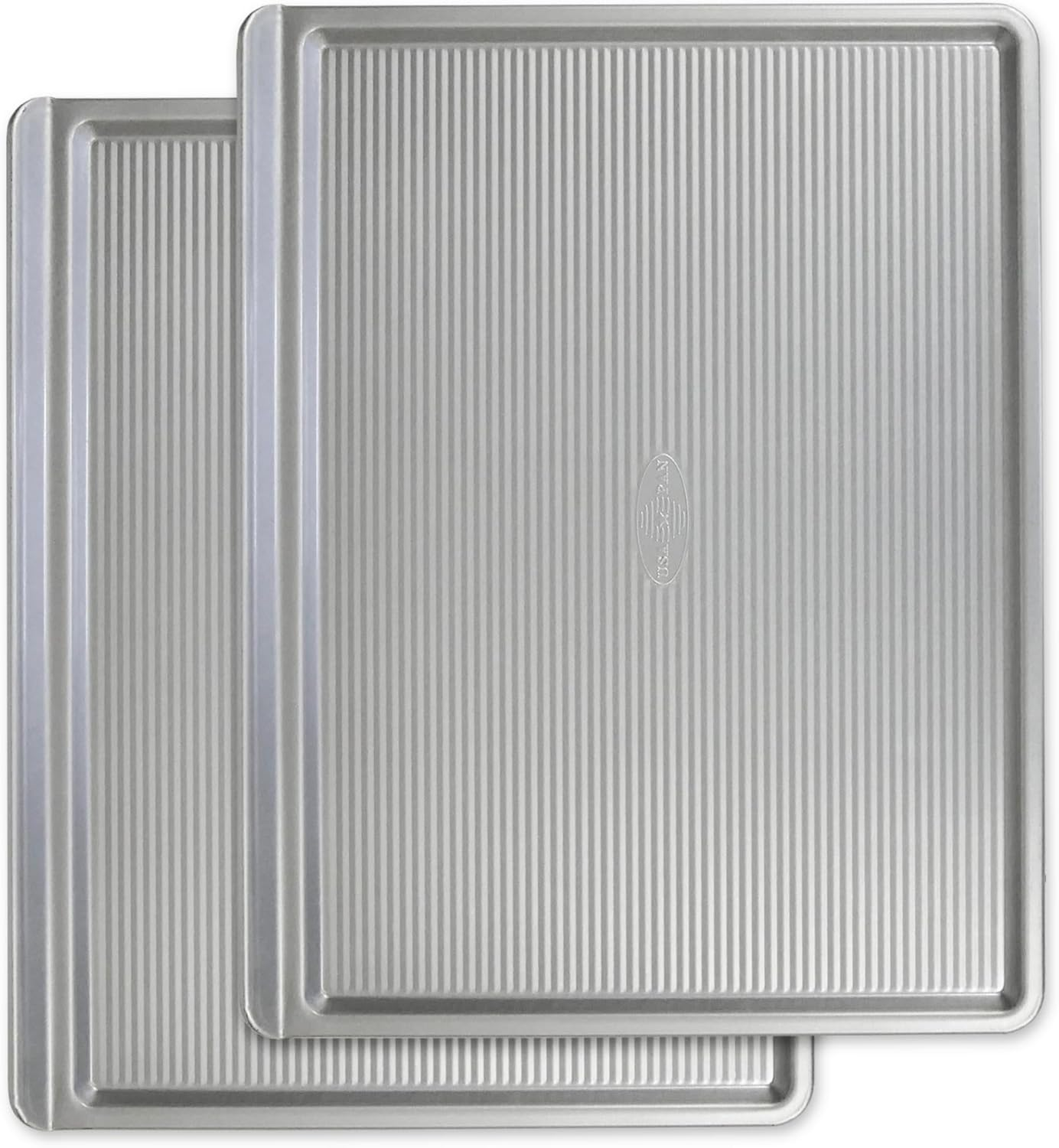 Bakeware Cookie Sheet, Warp Resistant Nonstick Baking Pan, Made in the USA from Aluminized Steel, Large Set of 2