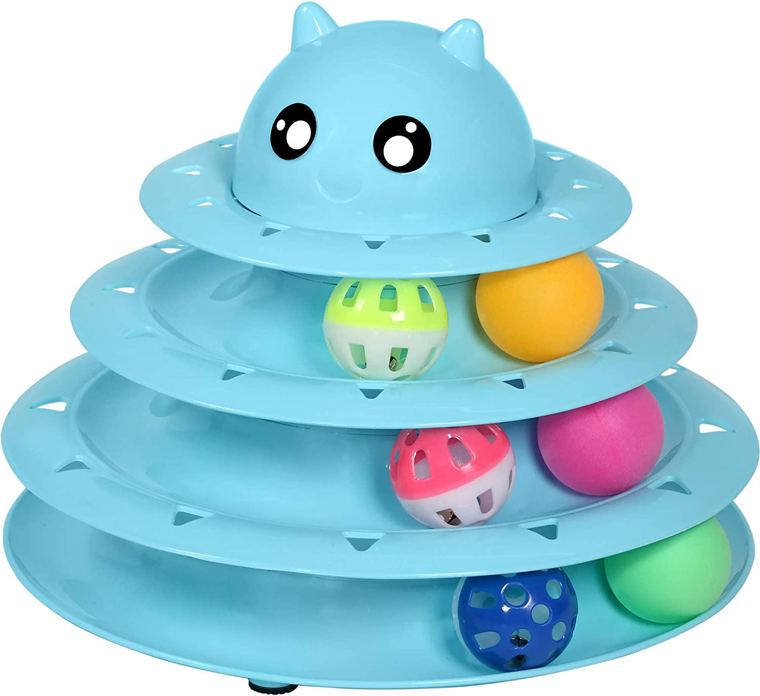 UPSKY Cat Toy Roller 3-Level Turntable Cat Toys Balls with Six Colorful Balls Interactive Kitten Fun Mental Physical Exercise Puzzle Kitten Toys.