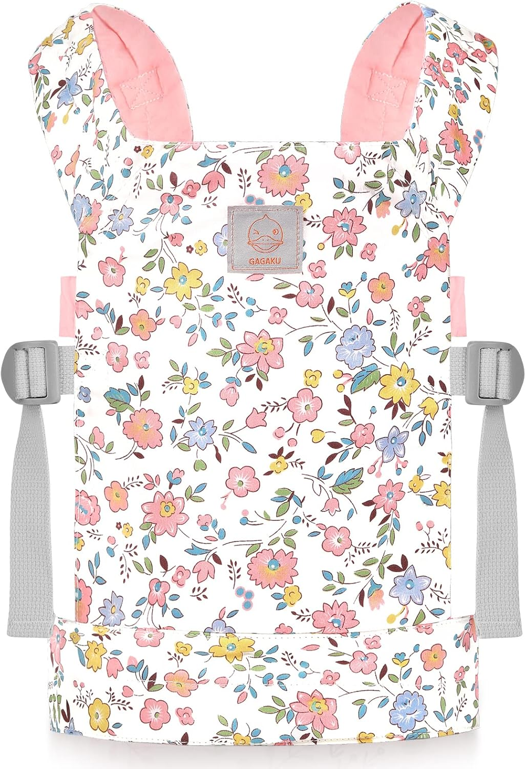 GAGAKU Baby Doll Carrier for Kids, Stuffed Animal Carrier Reborn Baby Carrier with Adjustable Straps, Baby Doll Accessories - Pink (Flowers)