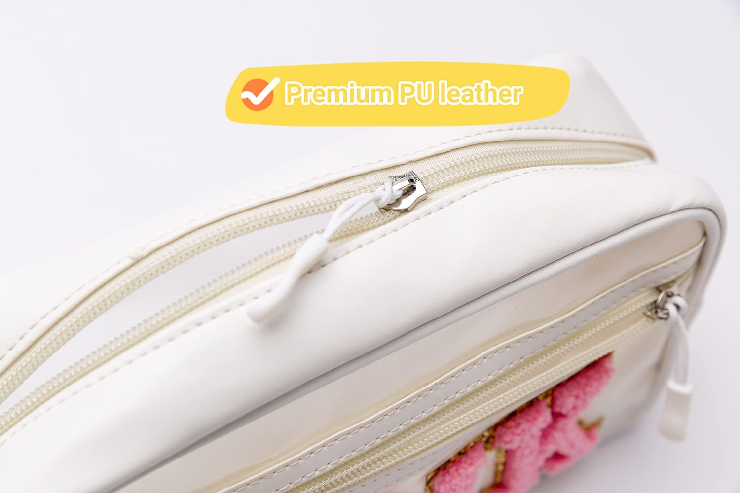 COSHASYOO Clear Makeup Bags with Strap Preppy Chenille Letter Patch Cosmetic ... - Picture 5 of 15