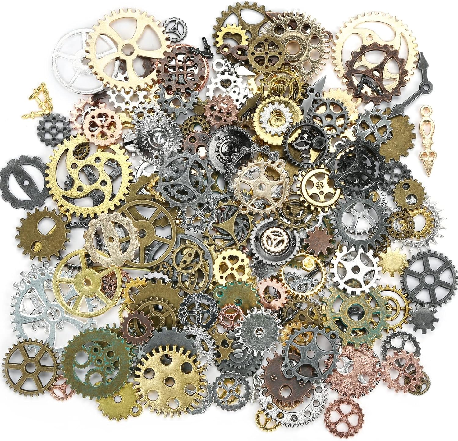 200 Gram Antique Steampunk Gear,Mix Steampunk Wheel Alloy Gear Pendants Charms for Crafting Jewelry Making