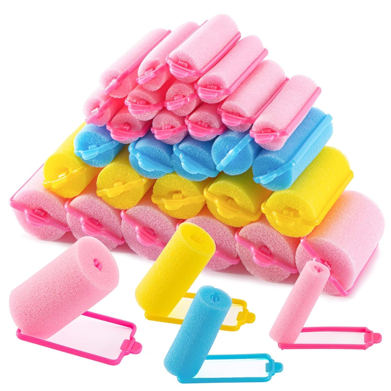 36PCS Foam Hair Rollers - Sponge Rollers for Heatless Hair Curler for Short/Long Curling Sleep Rolos Para Cabello Jumbo Large Sponge Curlers Soft Sleeping Thin Hair Curl Overnight Rulos