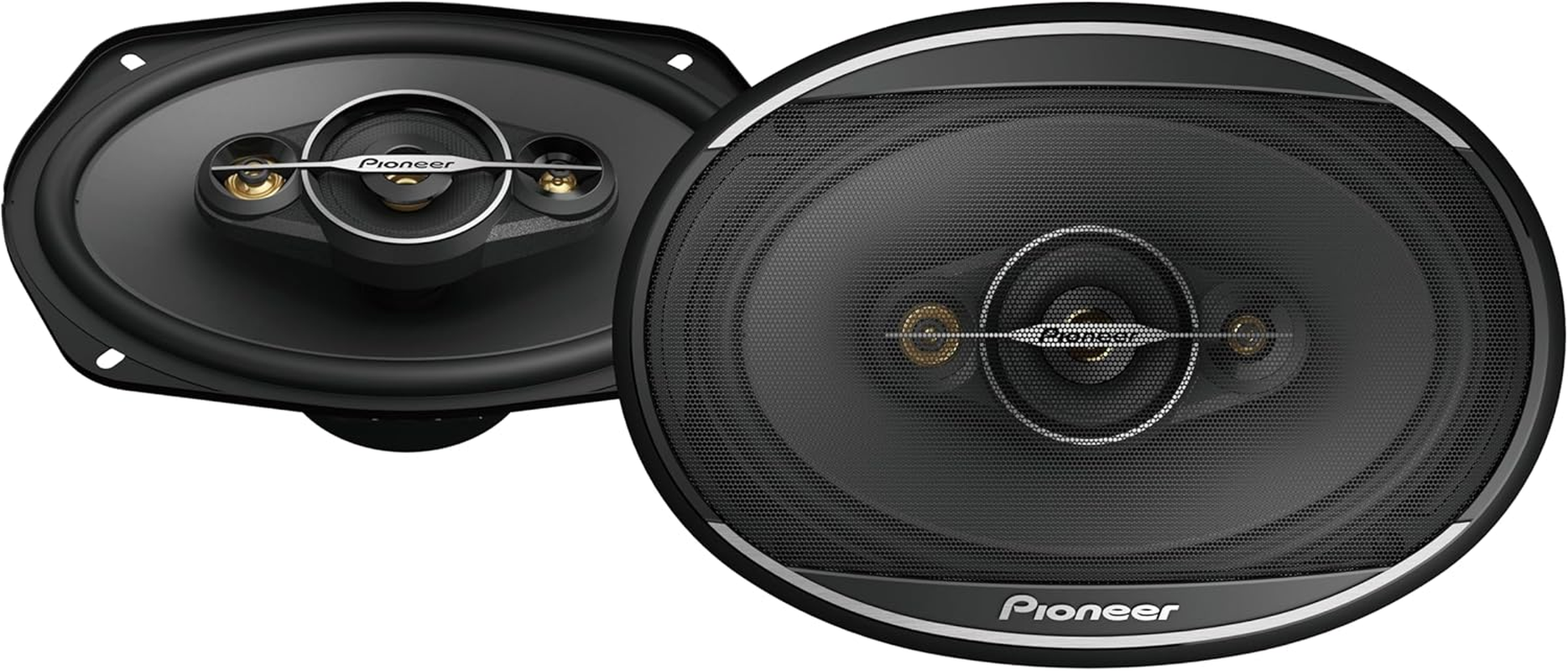 A-Series Standard TS-A6961F, 4-Way Coaxial Car Audio Speakers, Full Range, Clear Sound Quality, Easy Installation and Enhanced Bass Response, Black 6” X 9” Oval Speakers