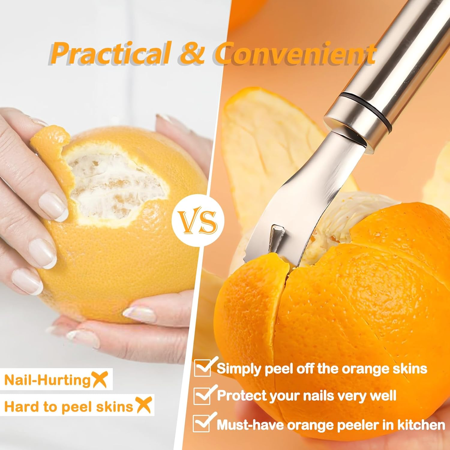Stainless Steel Orange Peeler | Easy to Peel | Long Handle Orange Citrus Peel... - Picture 6 of 14