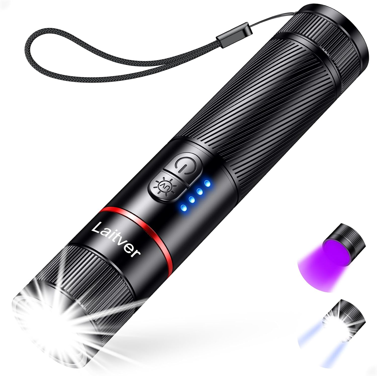 LED Torch/Uv Torch Rechargeable 2 in 1, 2000L Super Bright Black Light