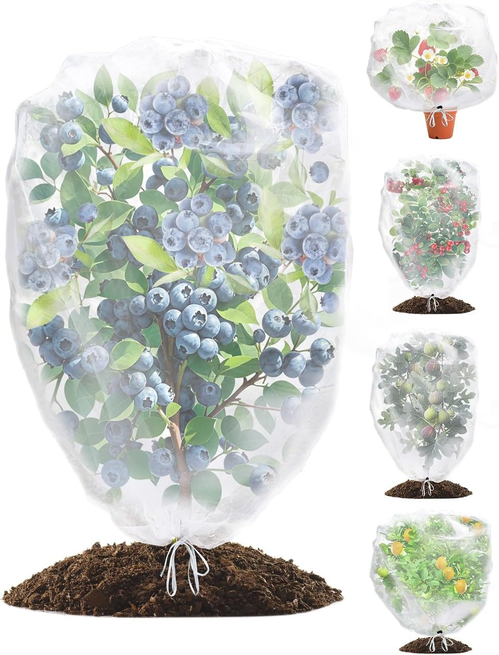 5 Packs Blueberry Bushes Netting Cover with Drawstring, 3.3Ft X 2.6Ft Garden Tre