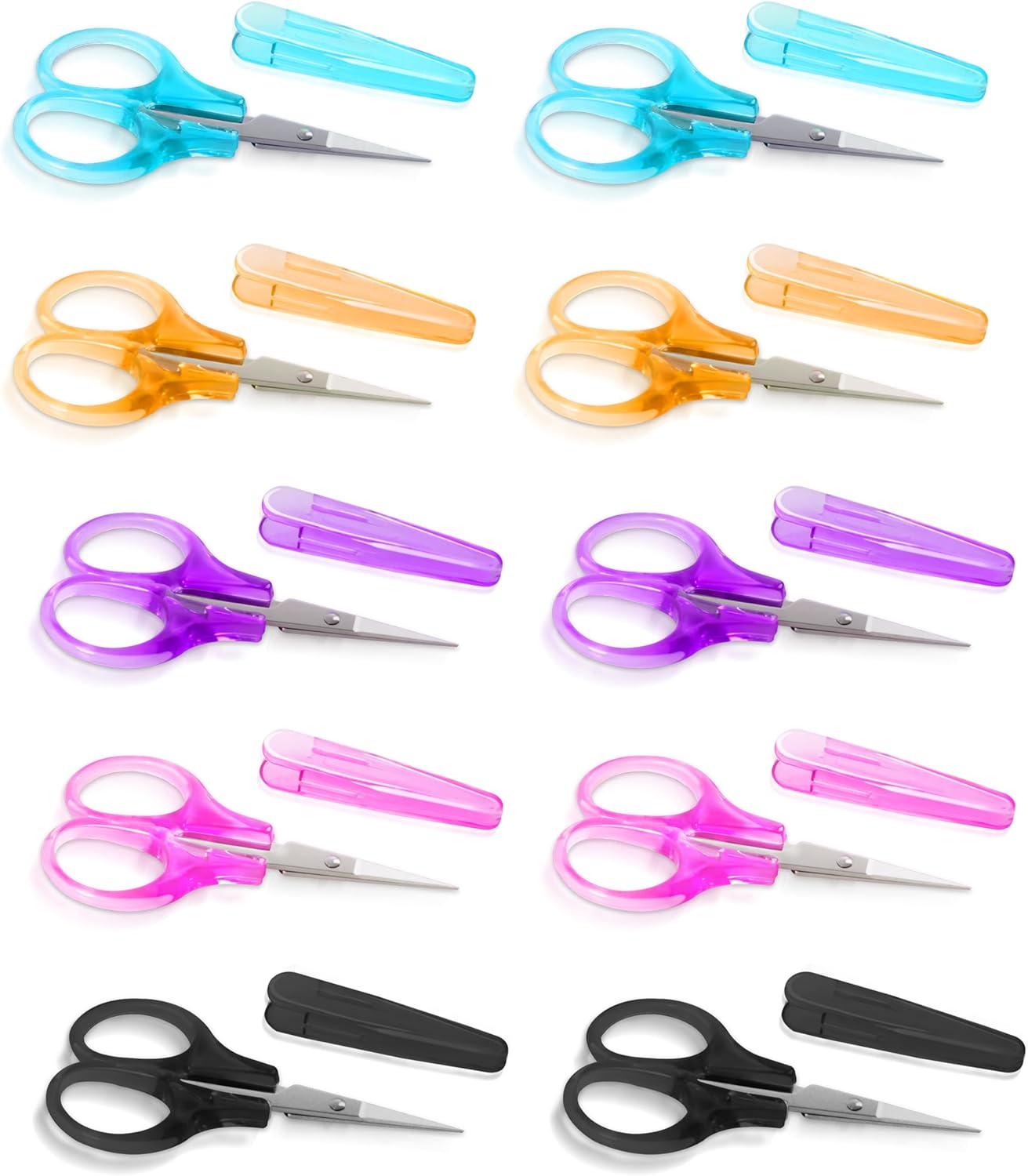 10 Pcs Small Scissors All Purpose, Stainless Steel Sharp Mini Detail Craft Scissors with Protective Cover for Embroidery, Paper Cutting, Sewing, Knitting, Crafting, 3.5