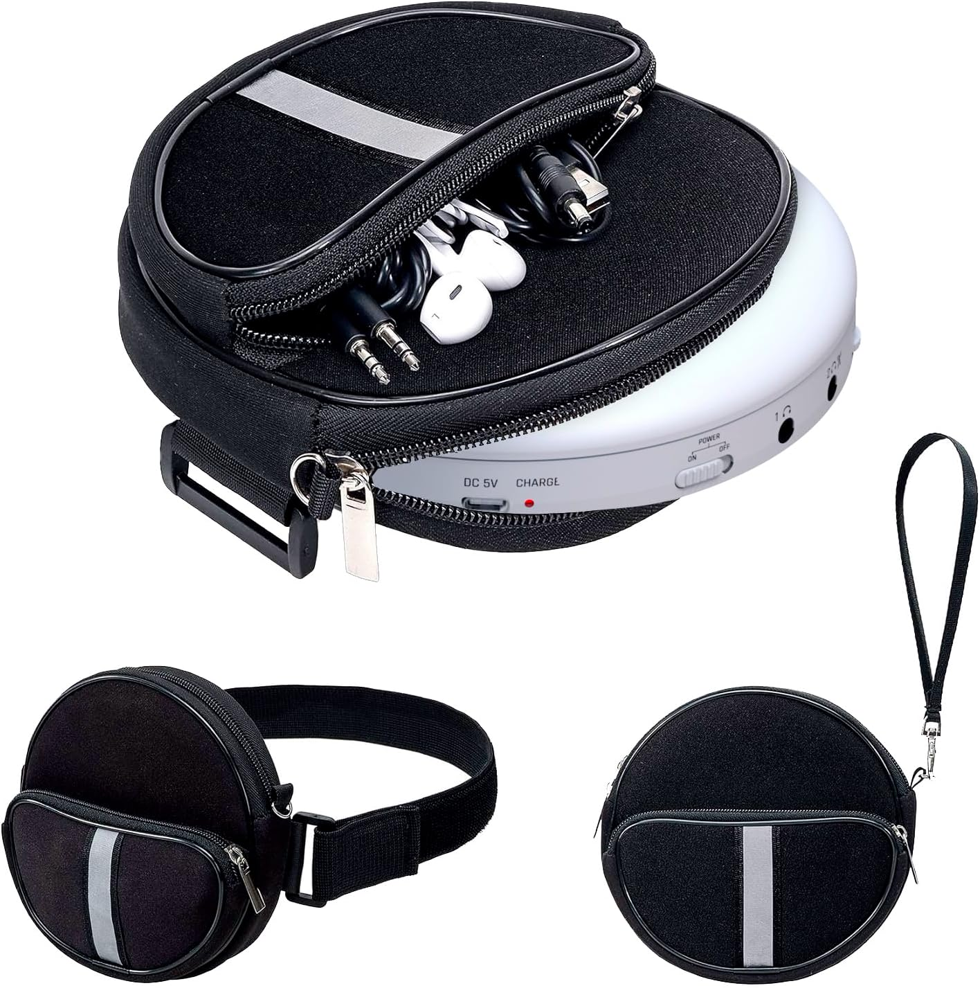 CD Player Case, Waterproof Portable Carrier, Adjustable Strap