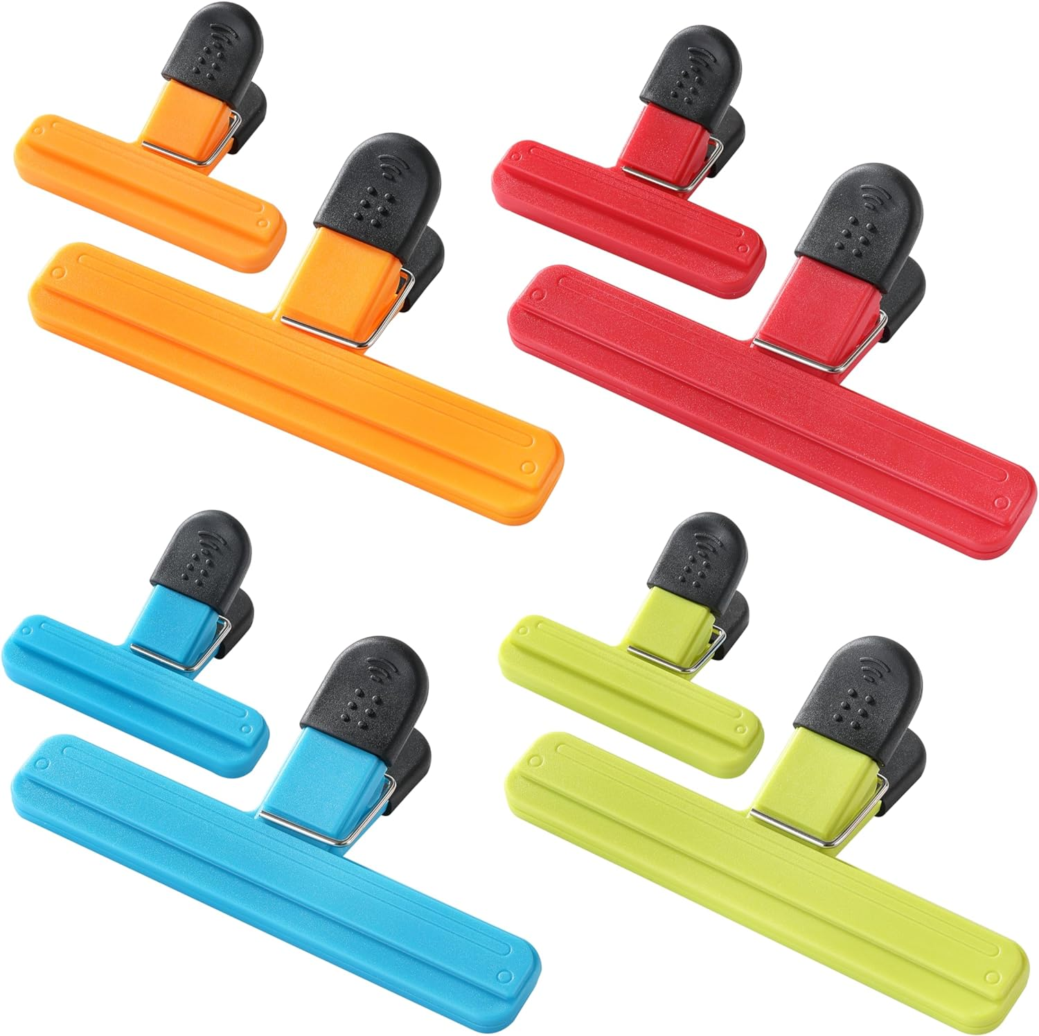 8PCS Chip Bag Clips, HIA Stylish Wide Open Bag Clips for Food Storage, Heavy Seal Grip, Assorted Size (6