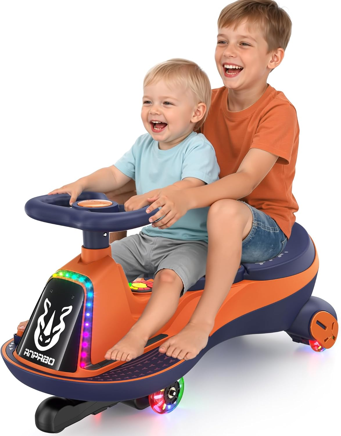 12V Electric Wiggle Car for Kids, 2 Seater, 2X75W Motor, Orange