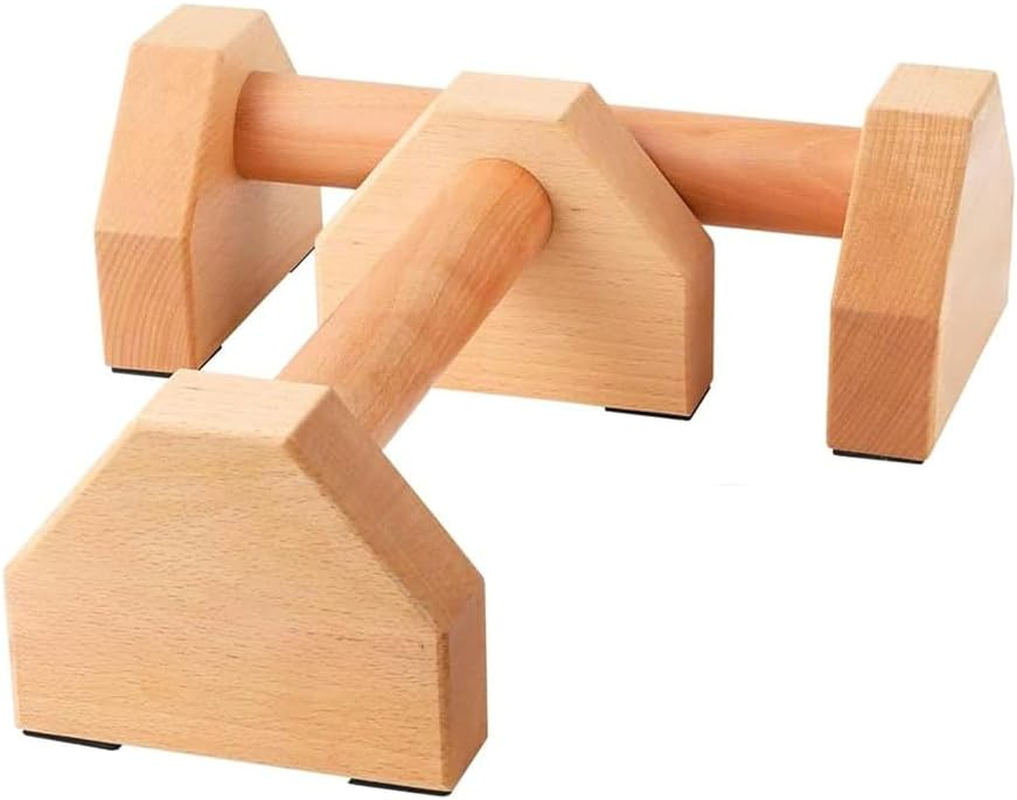 Wooden Push up Bars,2 PCS Solid Beech Wooden Parallettes,Push up Stands for Strength Training,Fitness Calisthenics Equipment,Strength Training,25Cm Long