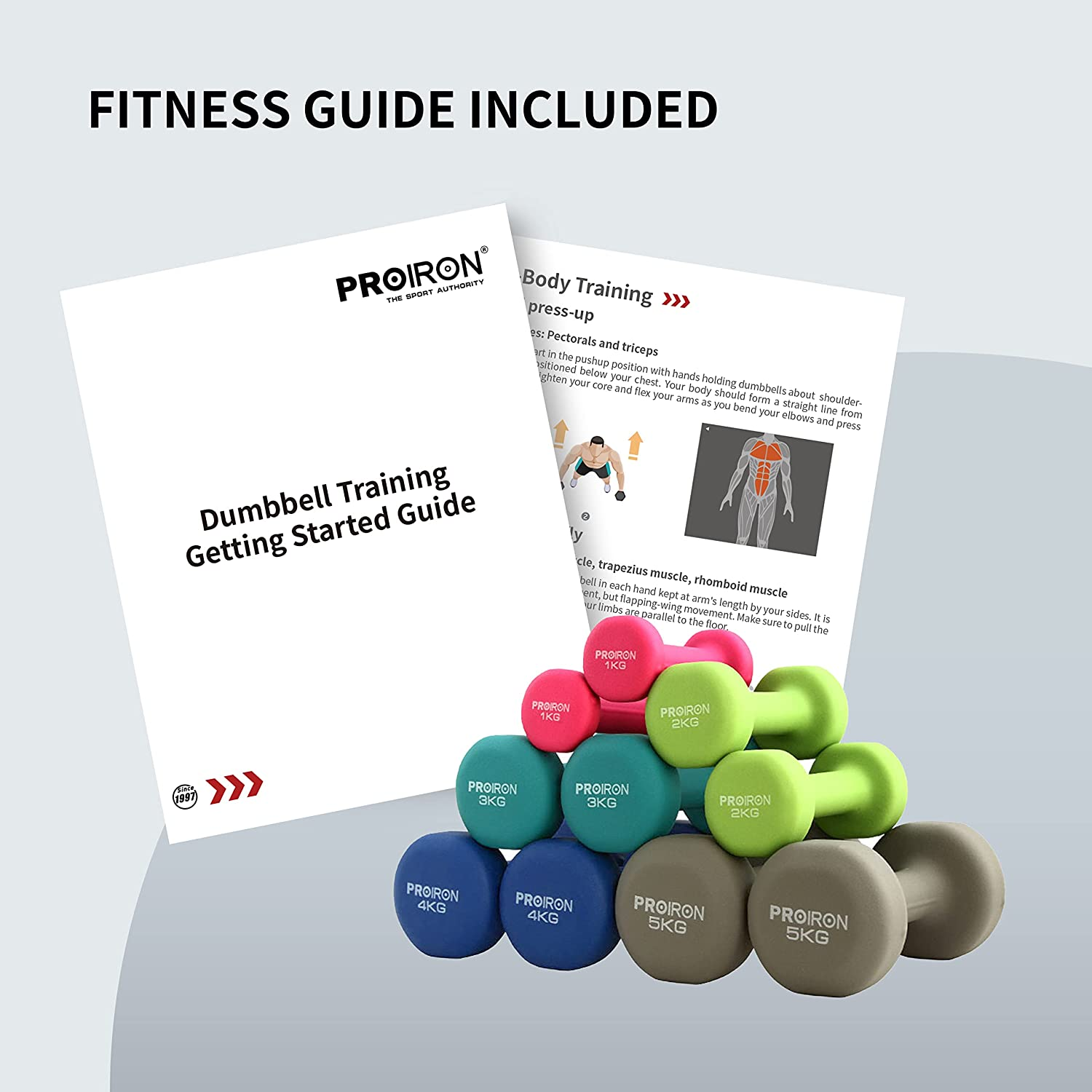 PROIRON Dumbbells Anti-Slip Neoprene Dumbbell Soft-Touch Grip Hand Weights Ho... - Picture 7 of 20