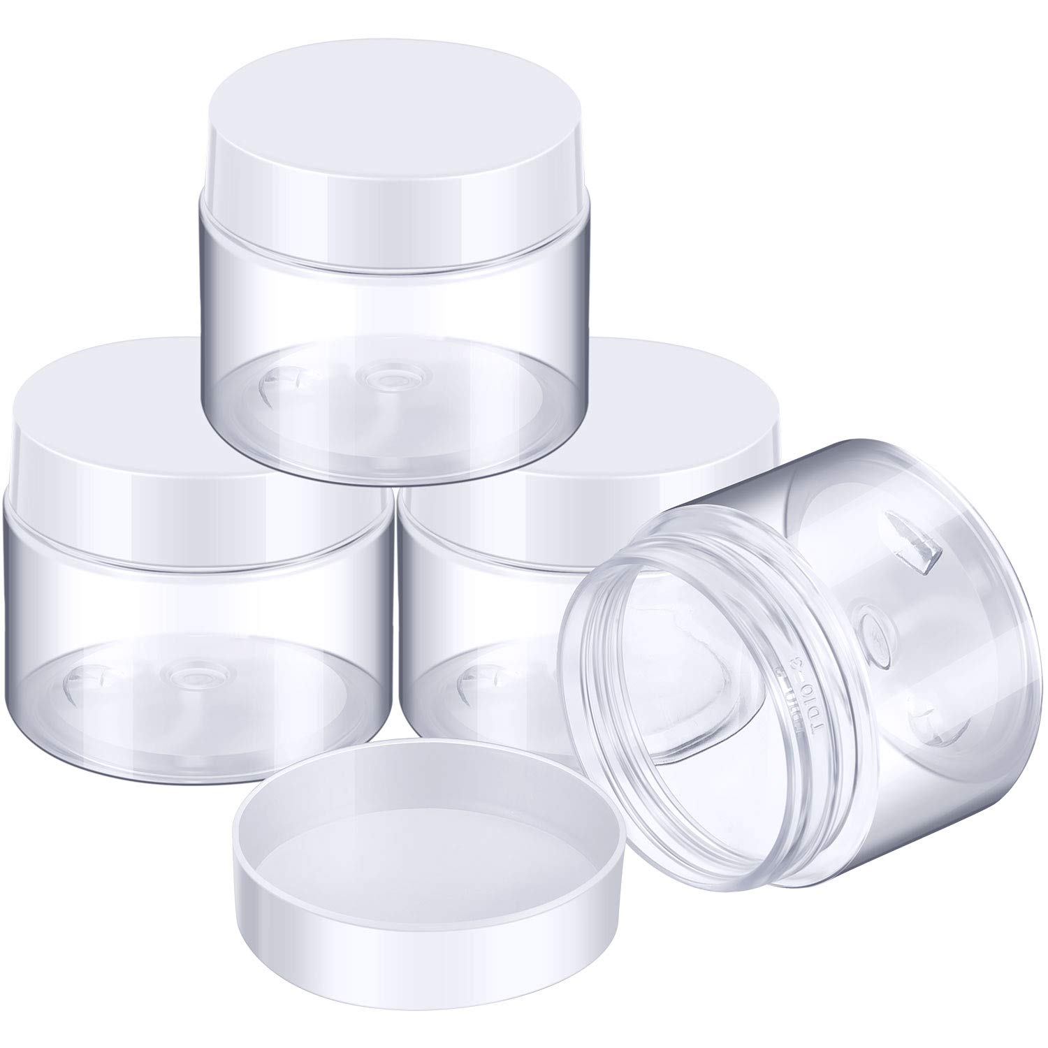 Patelai 4 Pieces round Clear Wide-Mouth Leak Proof Plastic Container Jars 