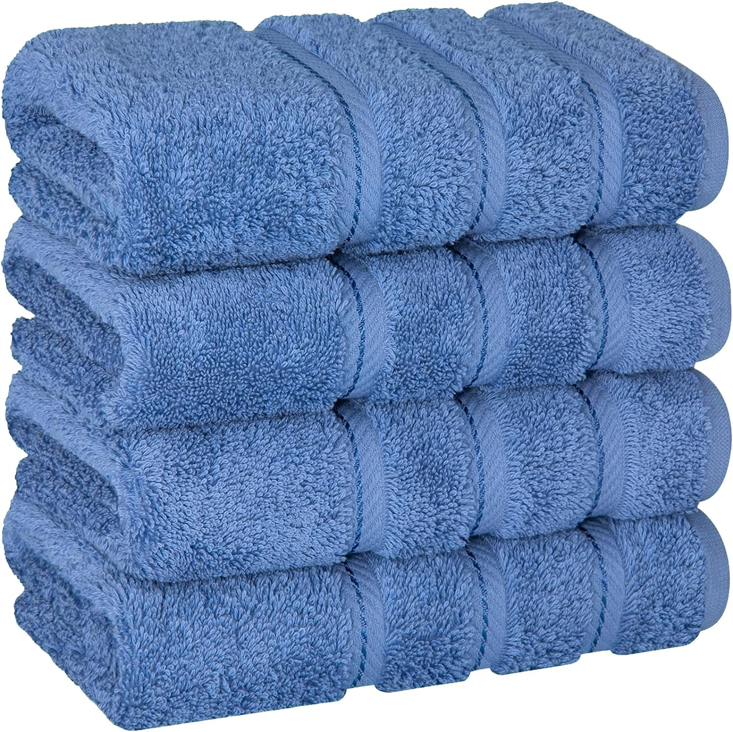 Luxury Hand Towels for Bathroom, 100% Cotton Turkish 4 Piece Hand Towel Set, 600 GSM Hand Face Towels for Kitchen, Electric Blue Hand Towels