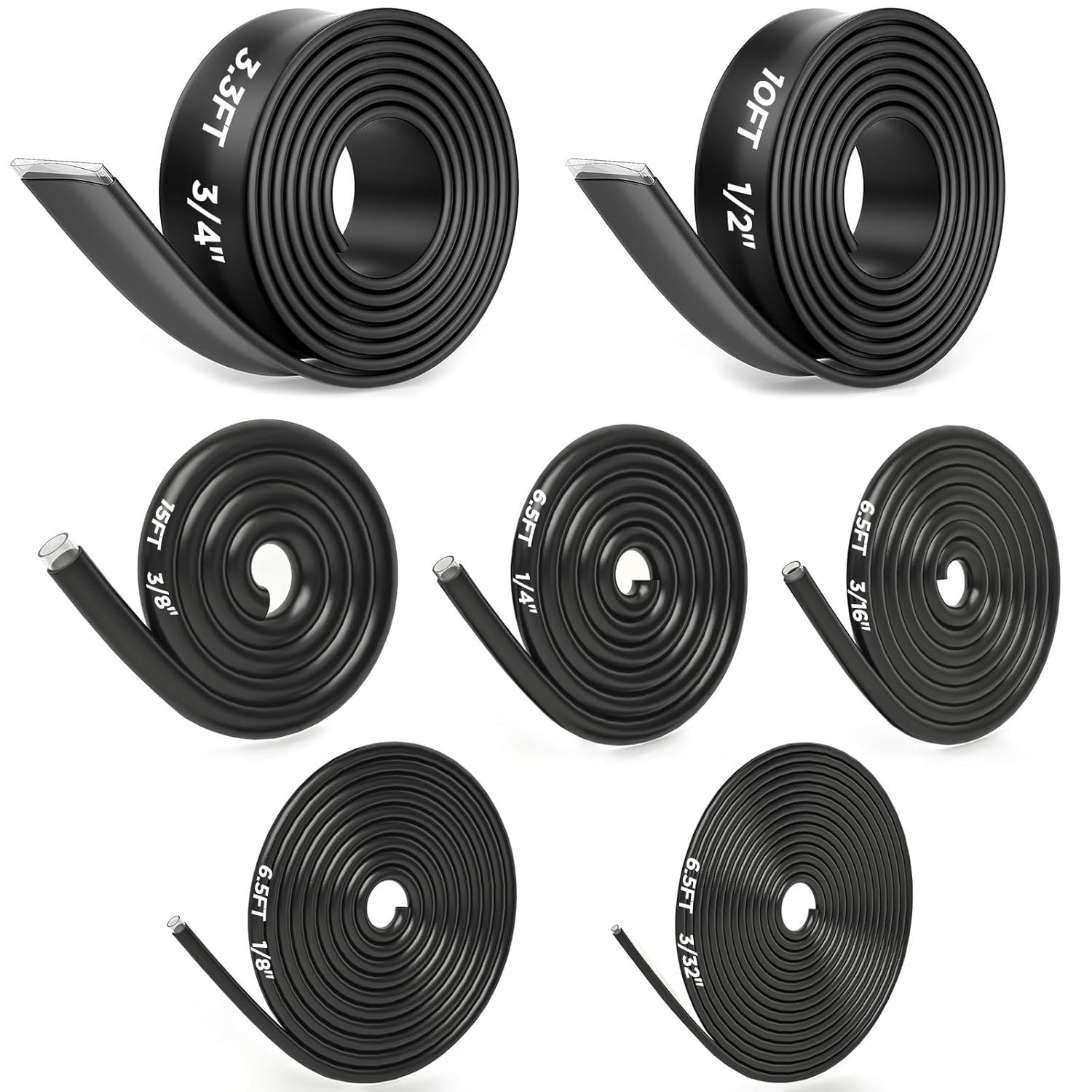 7-Size Heat Shrink Tubing Roll Kit: 4:1 Adhesive Lined, 54 Ft Marine Grade Waterproof, Insulated Sealed, Oil-Proof & Wear-Resistant, for Home Use & Industrial Applications (Black)