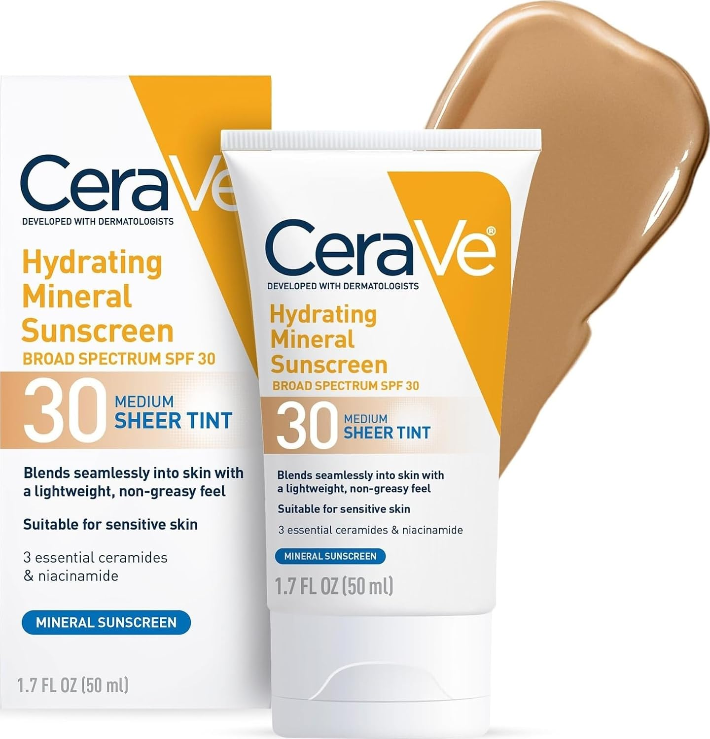 Tinted Sunscreen for Face, Mineral SPF 30 Moisturizer, Medium, 1.7oz