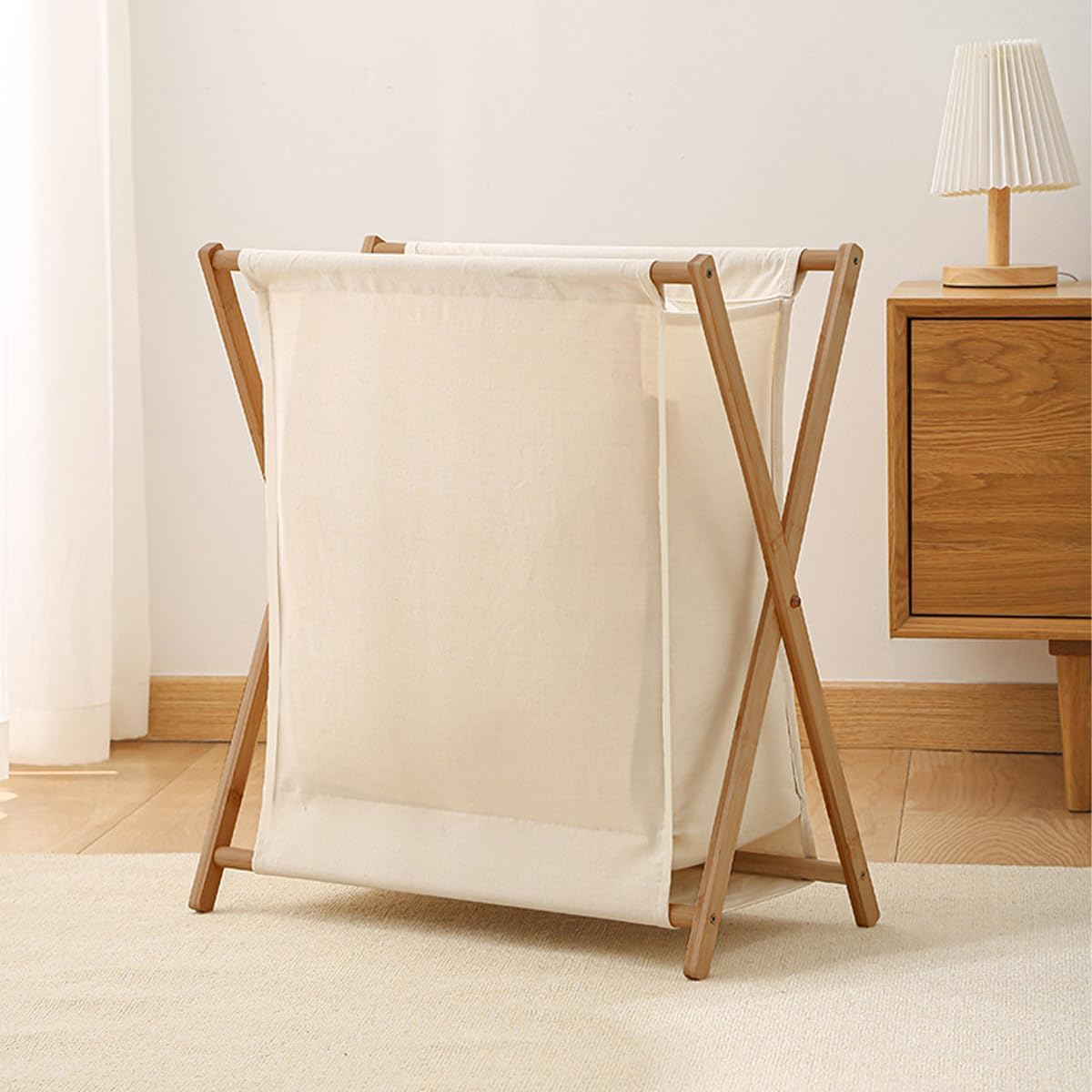 AIMALL Foldable Laundry Basket with Solid Wood Frame, Breathable Fabric, Larg... - Picture 8 of 14