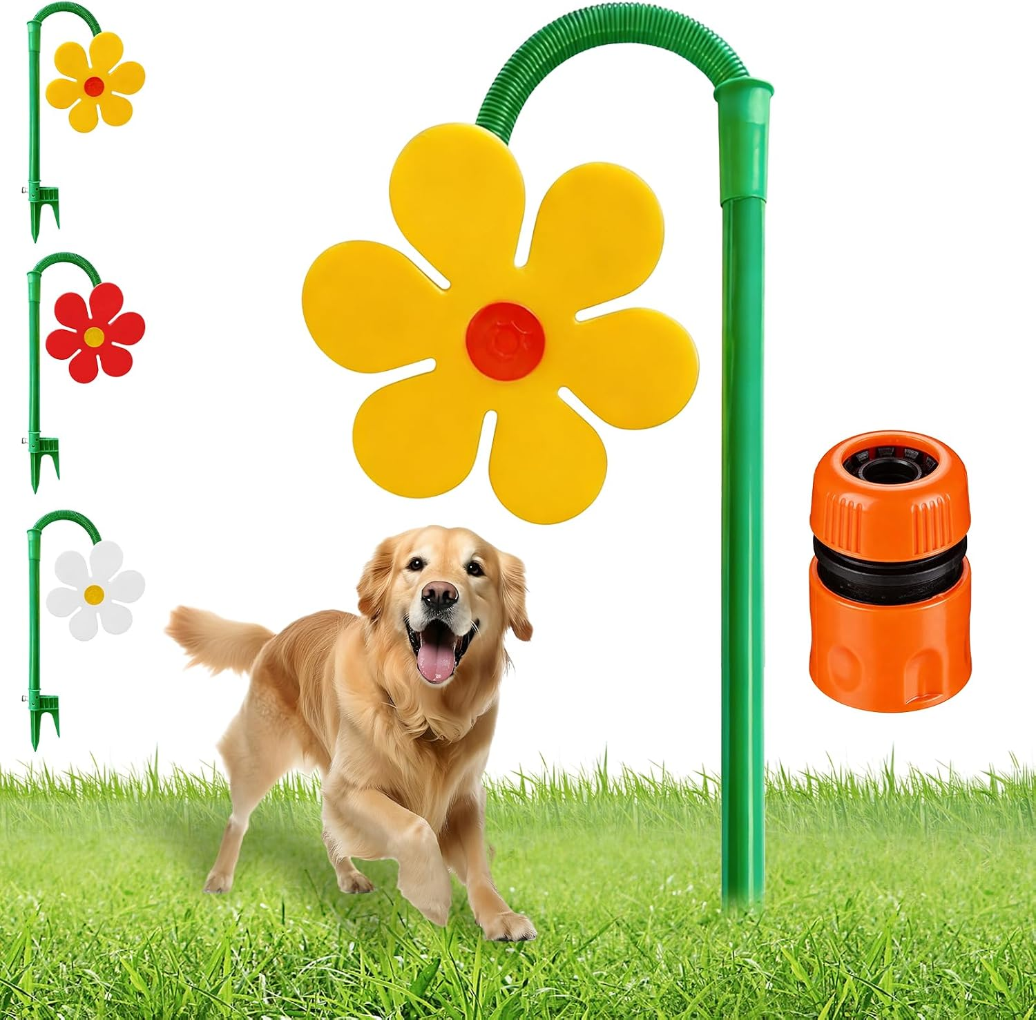 2026 New Crazy Daisy Sprinkler, 360° Rotating Dancing Flower Water Sprinkler for Yard Watering Pets Playing, Funny Garden Sprinkler for Outdoor Summer Water Play, Irrigation & Cooling (Yellow)