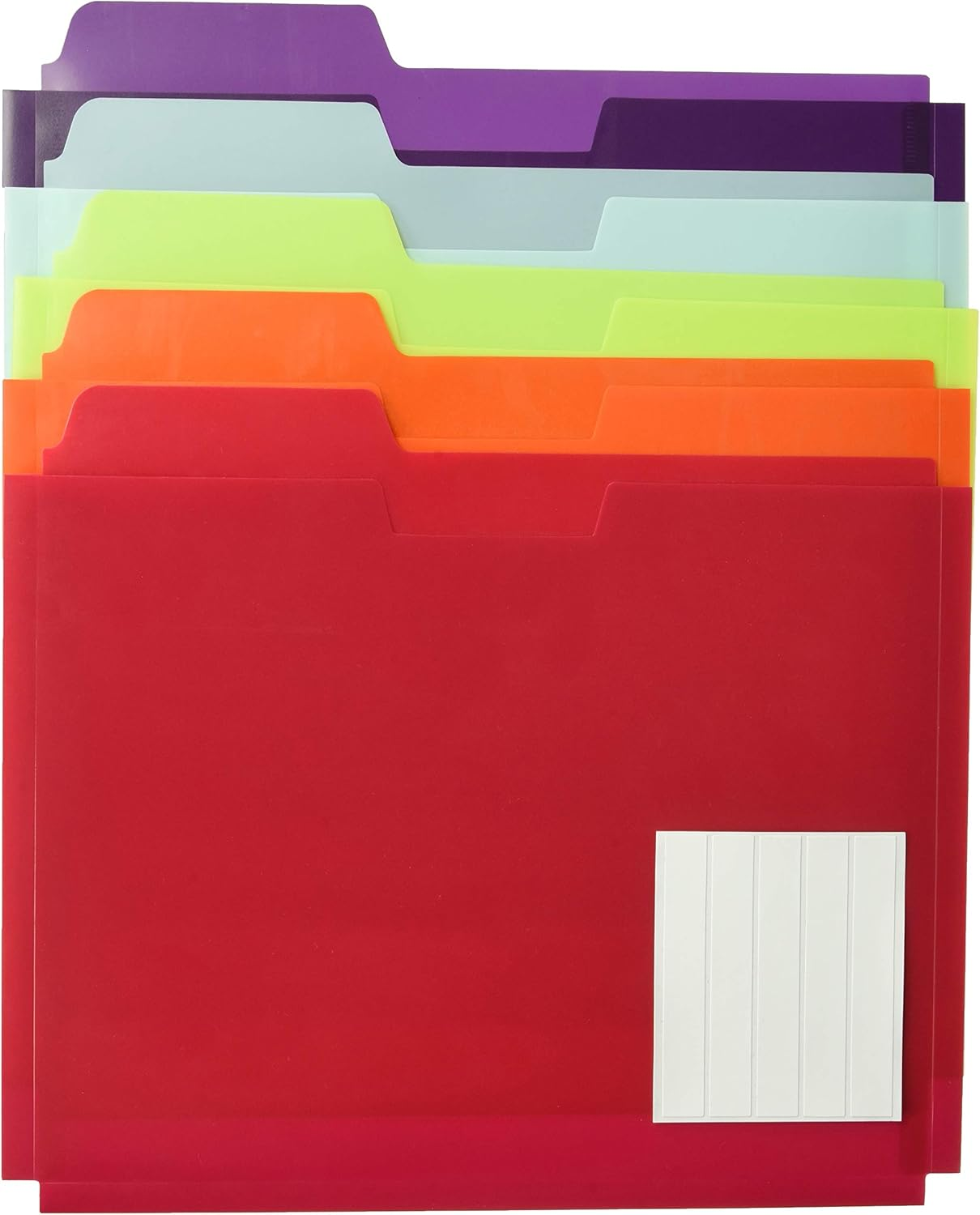 Globe-Weis Poly File Folder Pockets, Letter Size, Assorted Colors, 5 Pockets per Pack (83999)