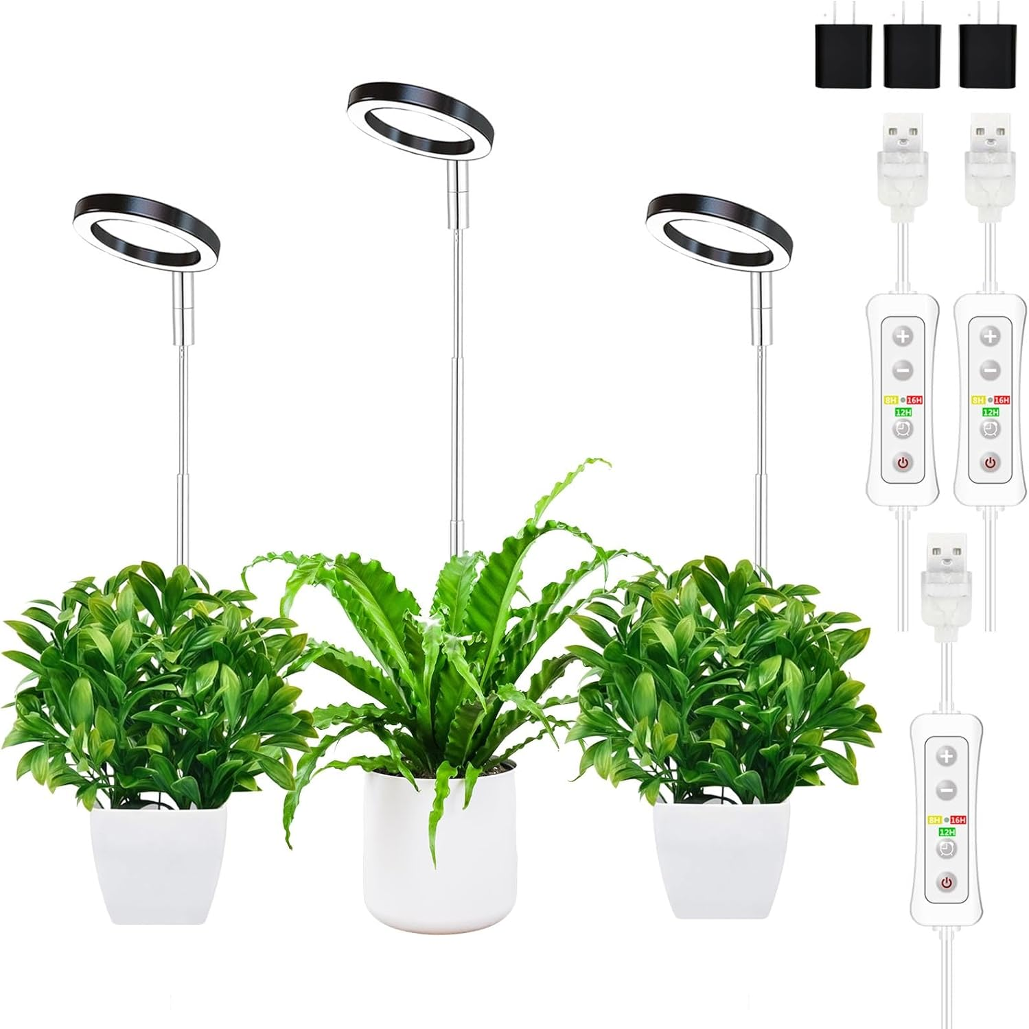 Yadoker Plant Grow Light, LED Growing Light Full Spectrum for Indoor Plants,Height Adjustable, Automatic Timer, 5V Low Safe Voltage,Idea for Small Plant