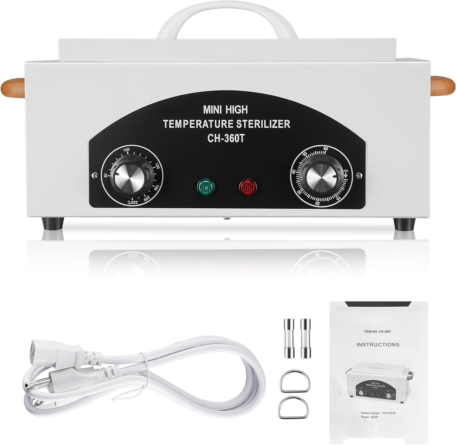 High Temperature Sterilizer Autoclave Machine 110V 300W Nail Tool Sterilizer Dry Heat Sterilizer Dental Tool Sterilizer Esterilizador De Manicura 1.5L Salon Equipment for Metal Tools with Handle