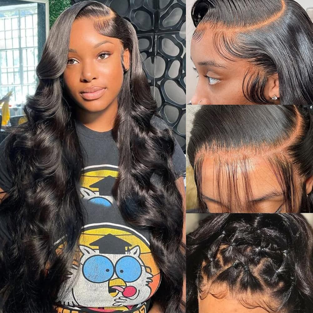 Pizazz 13X6 Body Wave Lace Front Wigs Human Hair Pre Plucked 180 Density HD Transparent Lace Frontal Wigs Human Hair for Women 9A Glueless Wigs Human Hair with Baby Hair 26Inch