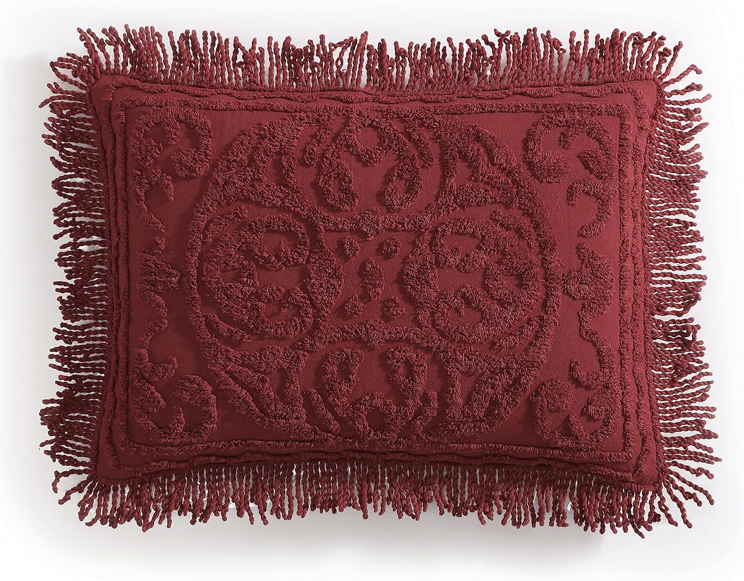 Beatrice Home Fashions Medallion Chenille Bedspread, King Sham, Burgundy